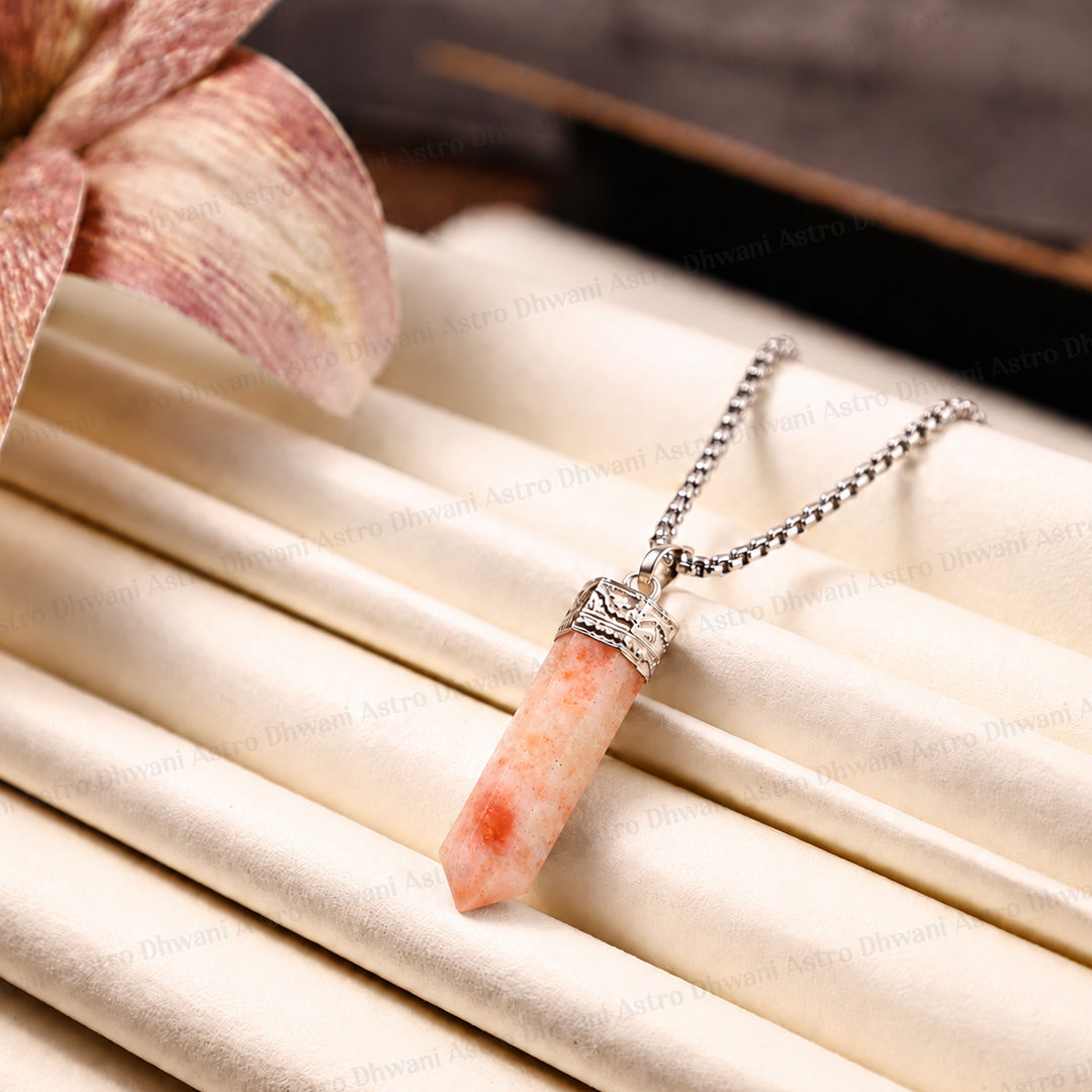 Sunstone Pencil Pendant - Abhimantrit & Certified