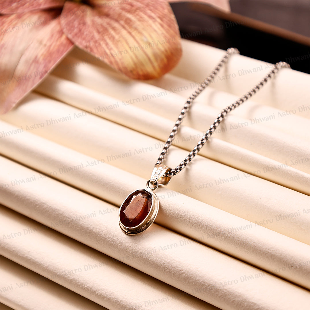 Rahu: Hessonite Pendant - Abhimantrit & Certified