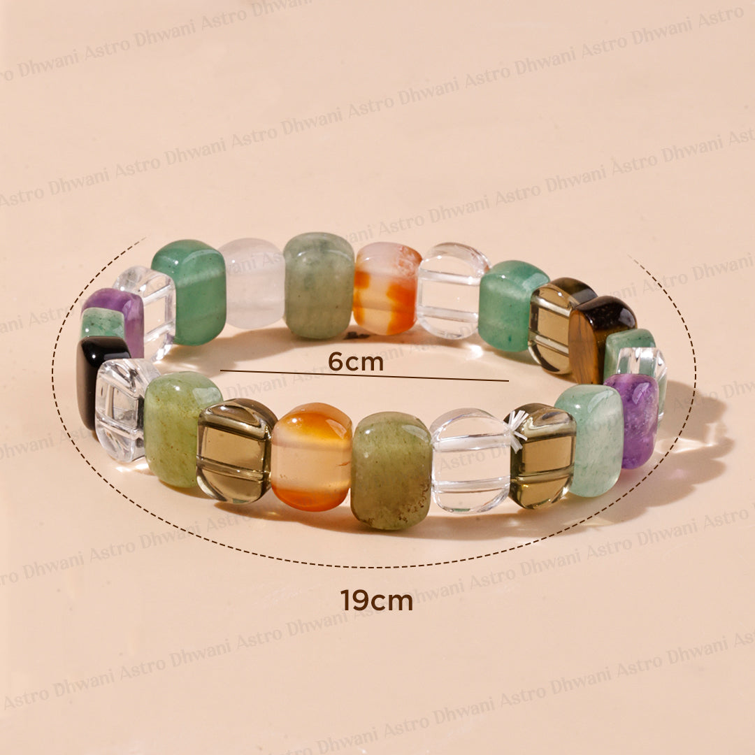 Multi Crystal Emerald Cut Bracelet Balance Clarity Positive Energy