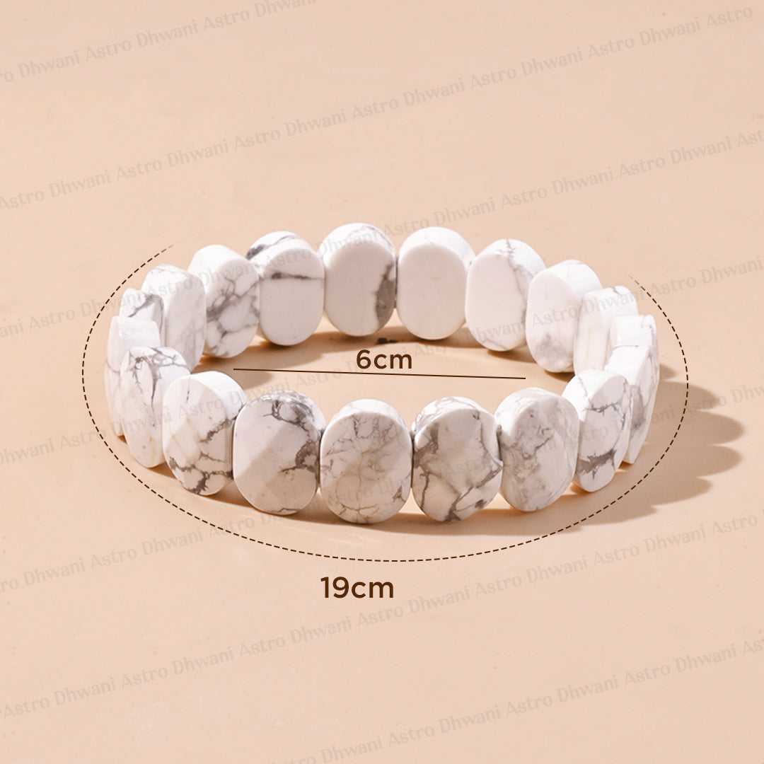 Howlite Emerald Cut Bracelet – Calm Mind, Emotional Balance & Inner Pe