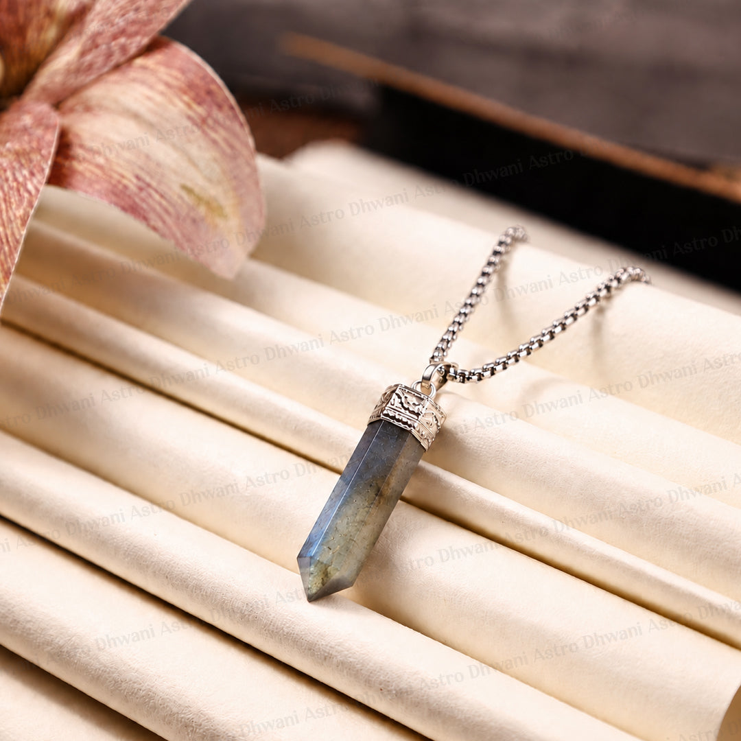 Labradorite Pencil Pendant - Abhimantrit & Certified