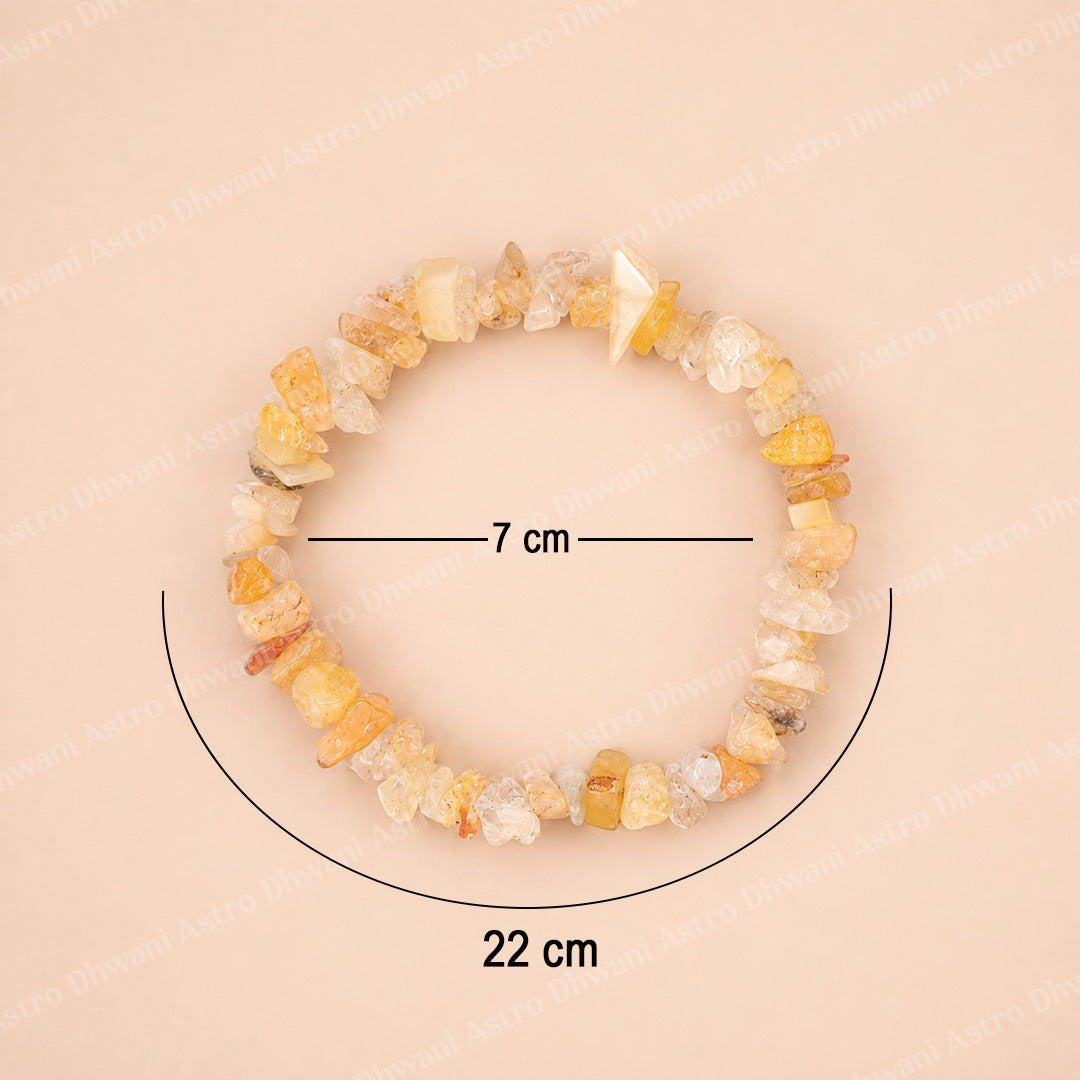 Yellow Aventurine Uncut Crystal Bracelet for Confidence, Positivity - Abhimantrit & Certified