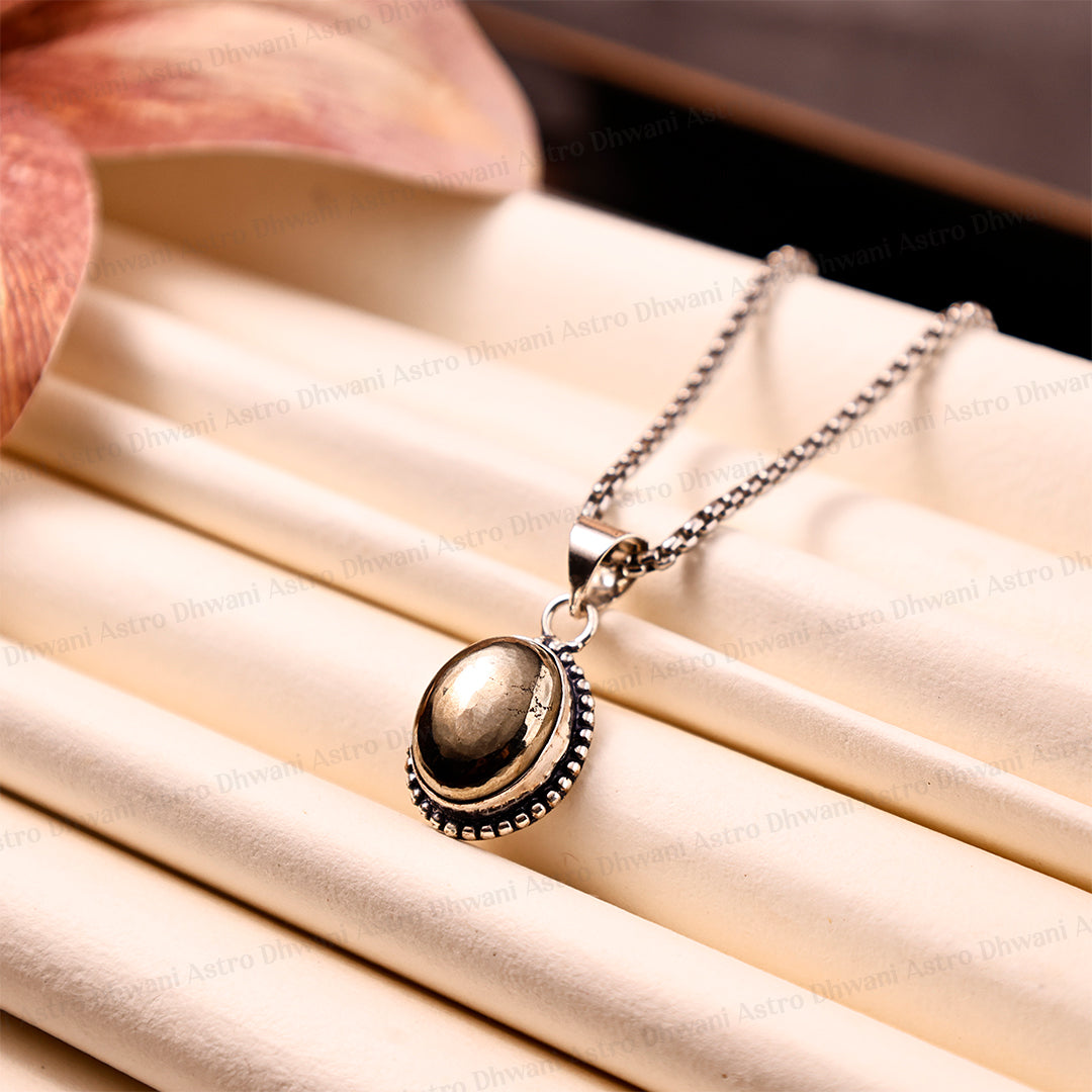 Pyrite Oval stone Pendant - Abhimantrit & Certified