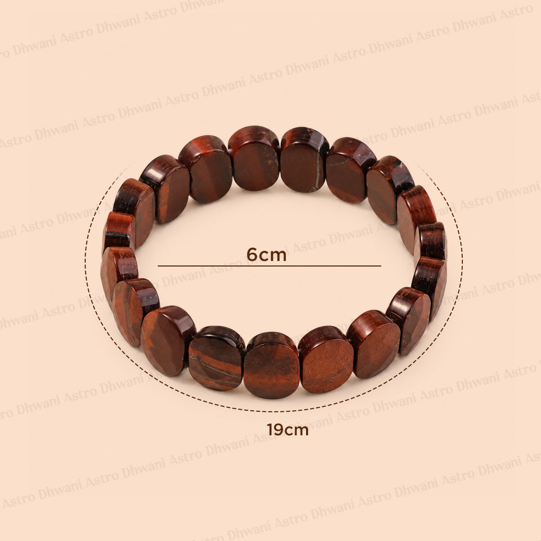 Red Tiger Eye Emerald Cut Bracelet - Abhimantrit & Certified