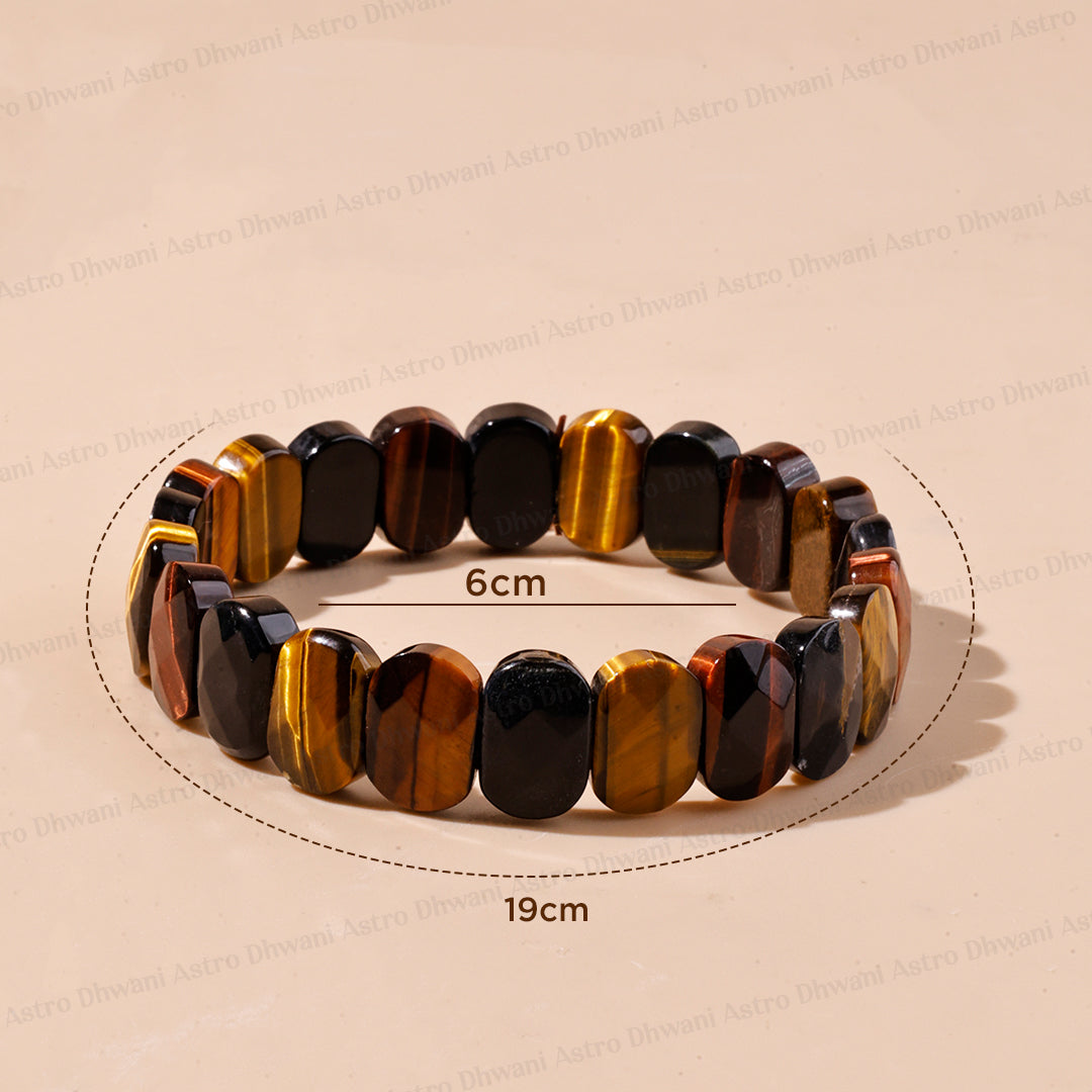 Multi Tiger Eye Emerald Cut Bracelet - Abhimantrit & Certified
