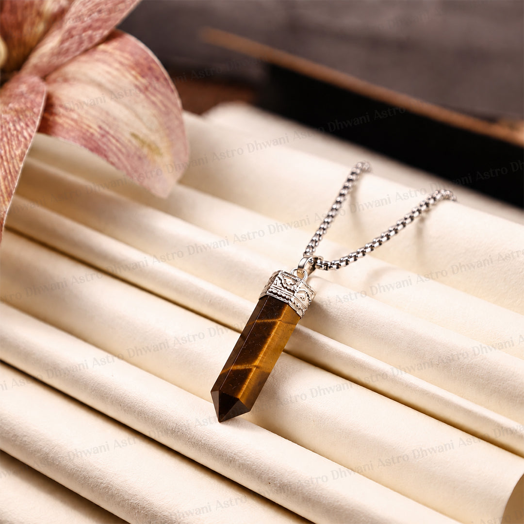 Tiger Eye Pencil Pendant for Courage, Focus & Grounded Confidence