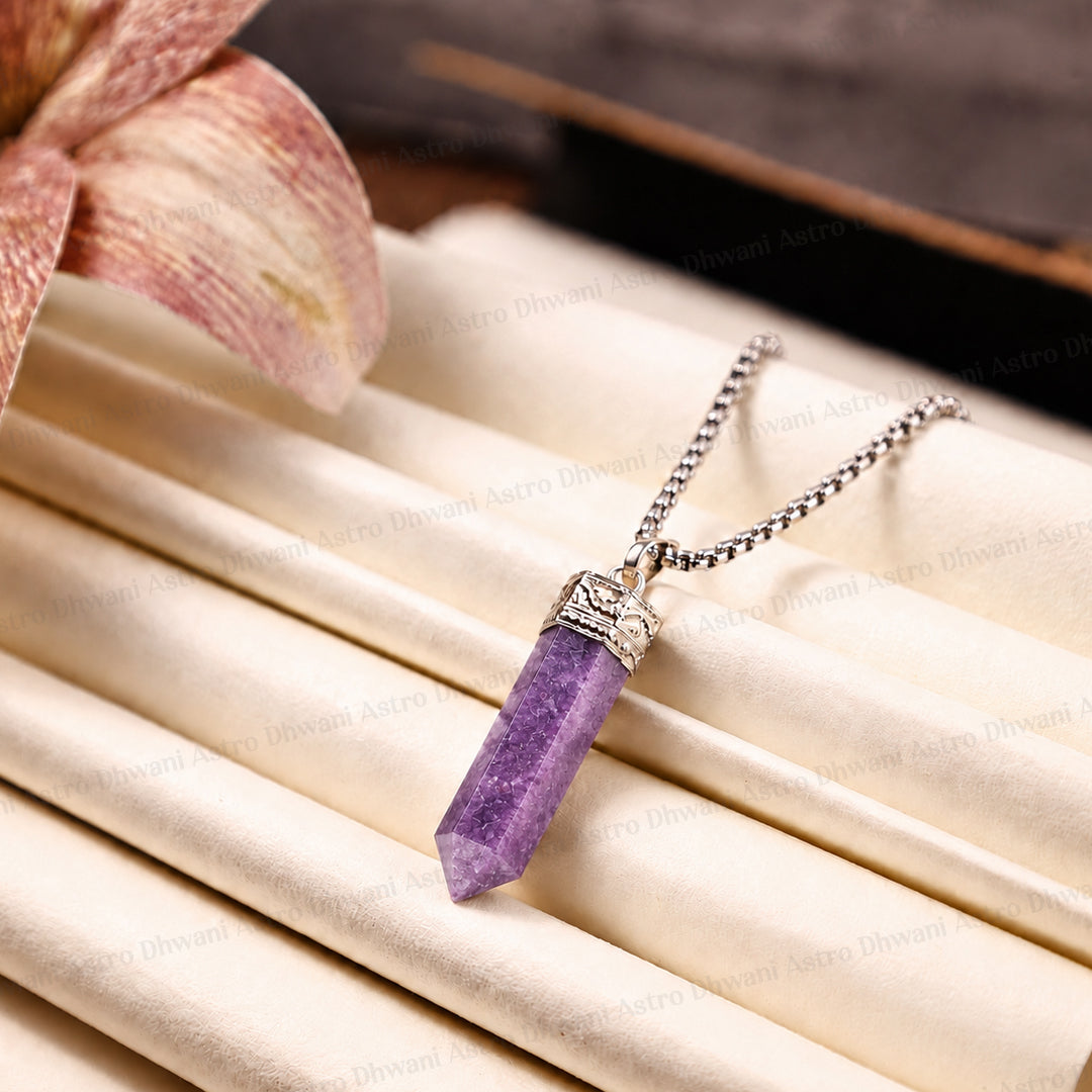 Lepidolite Pencil Pendant - Abhimantrit & Certified