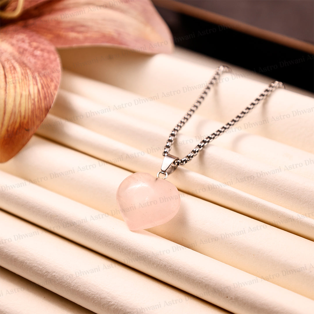Original Rose Quartz Heart Pendant  - Abhimantrit & Certified