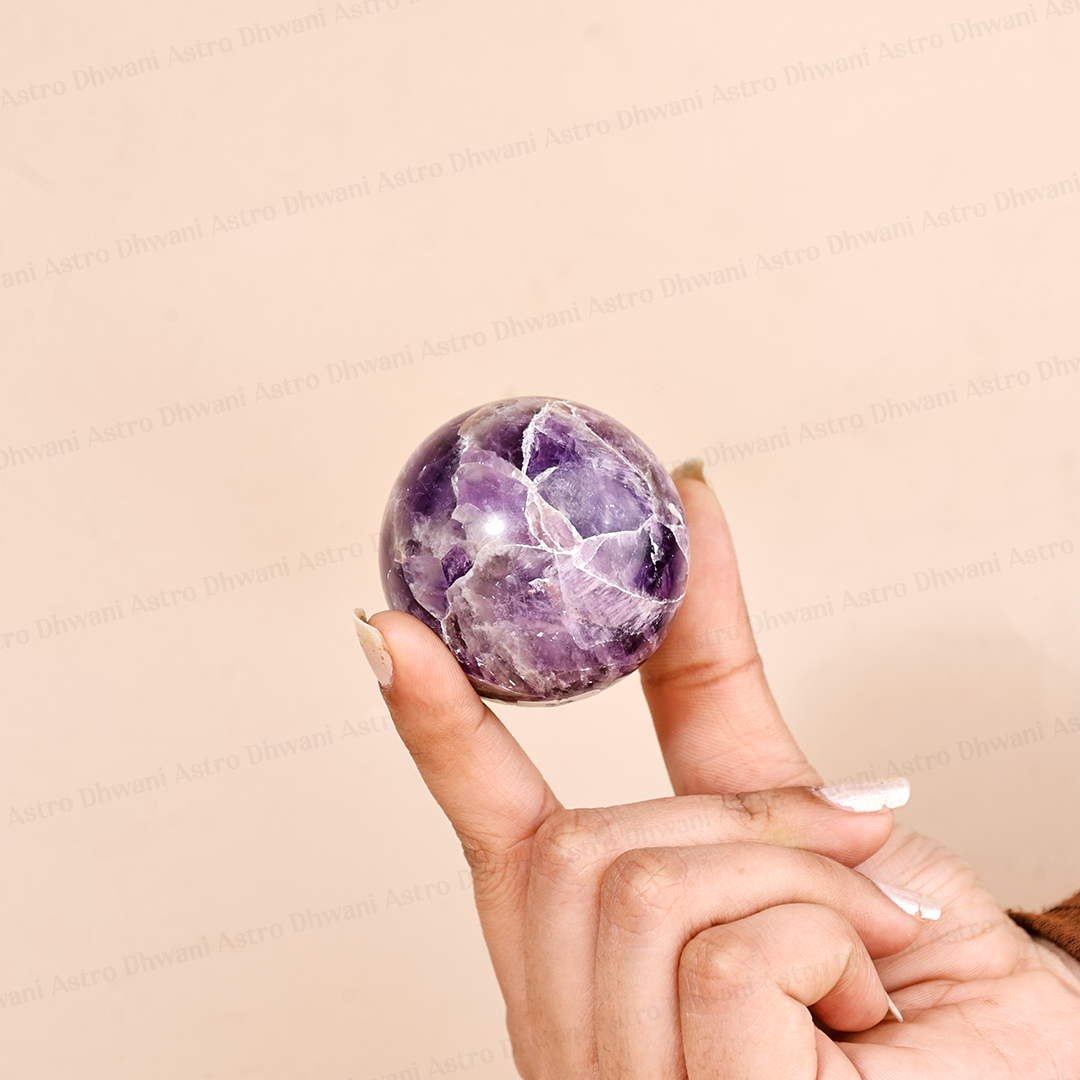 Natural Amethyst Crystal Ball Abhimantrit Certified