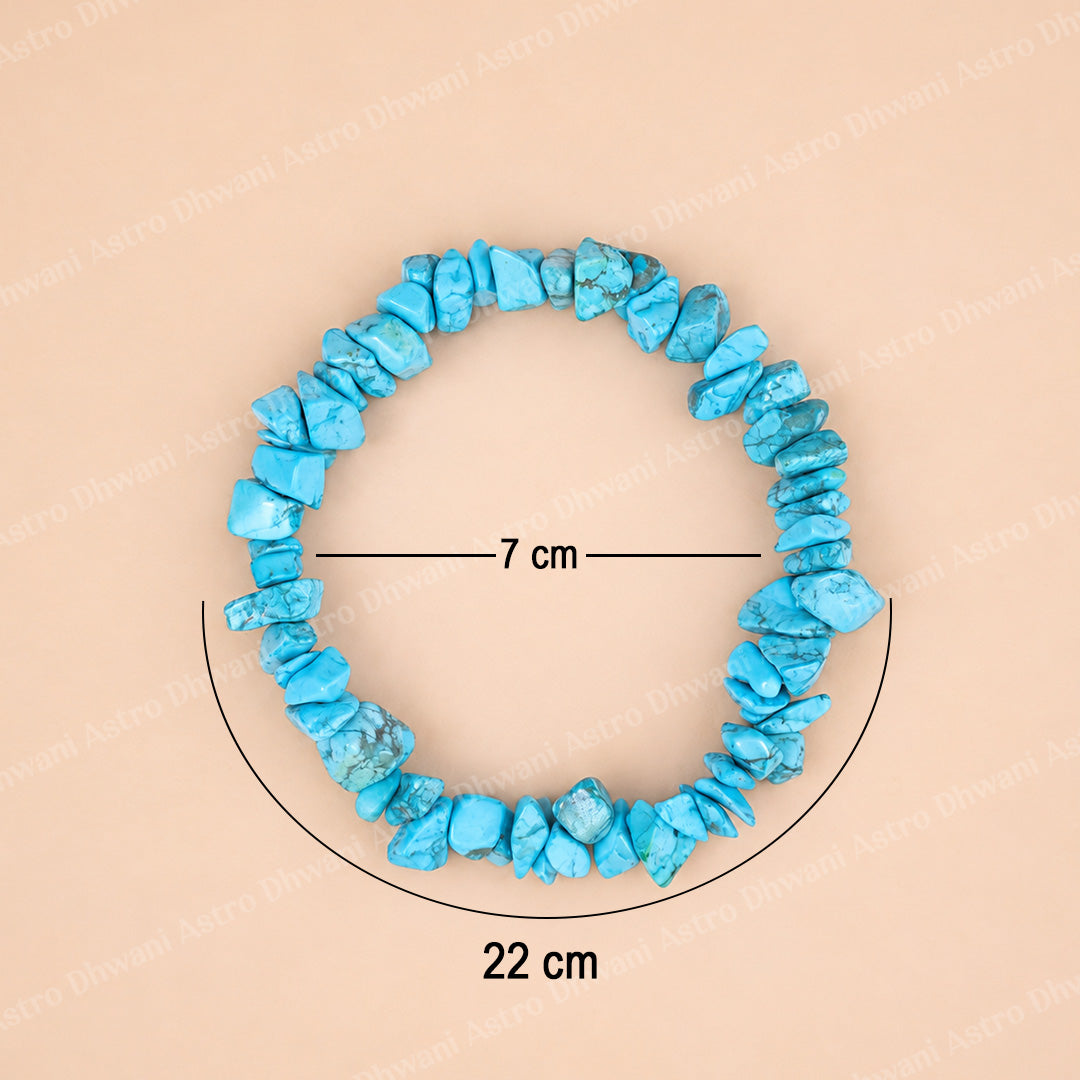 Turquoise Uncut Bracelet: Strengthens Communication & Confidence  - Abhimantrit & Certified