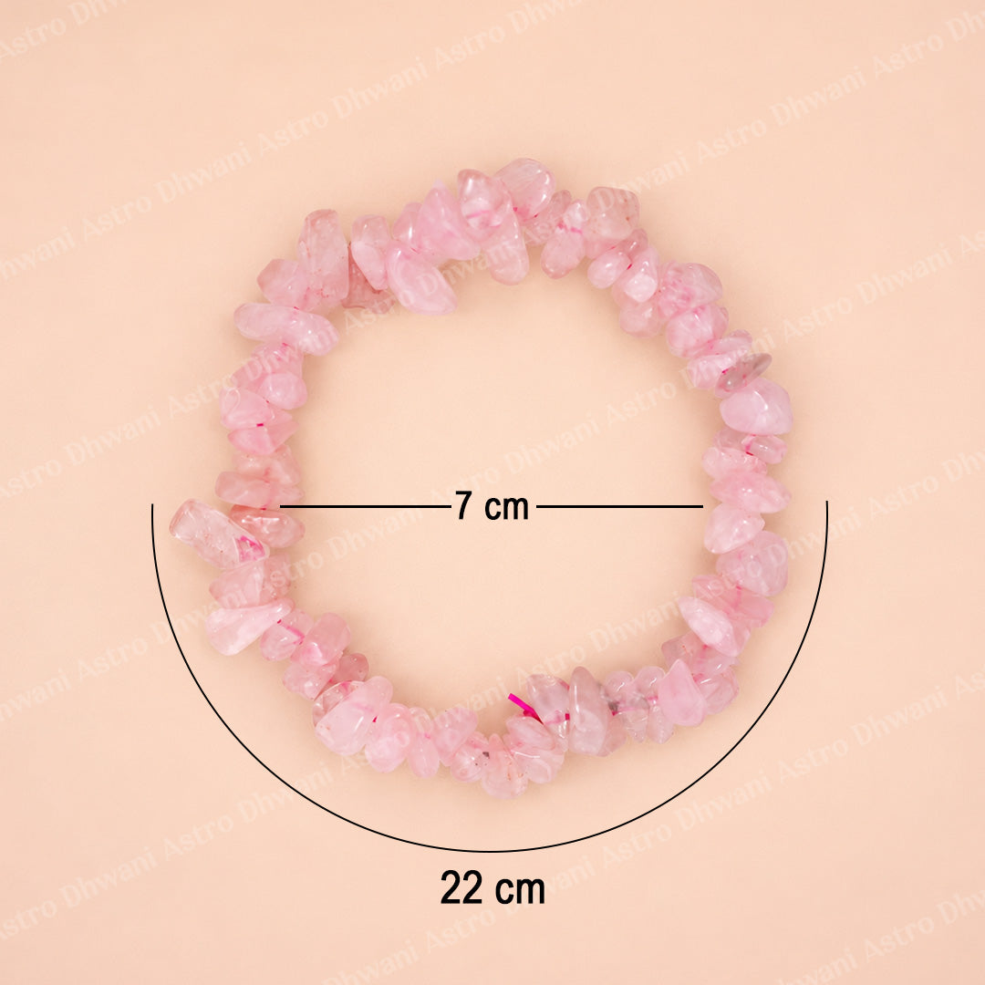 Rose Quartz Uncut Crystal Bracelet - Abhimantrit & Certified