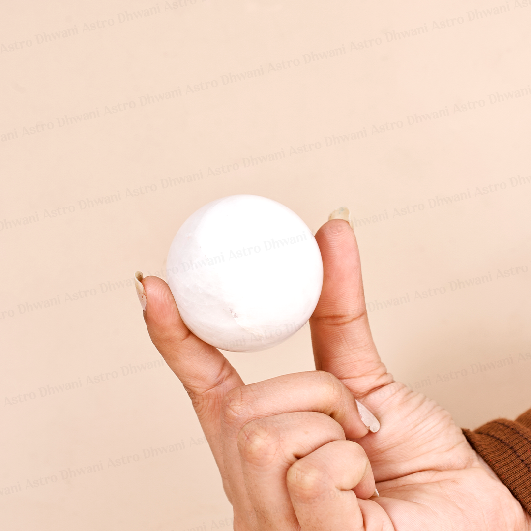 Natural White Jade Crystal Ball Abhimantrit Certified