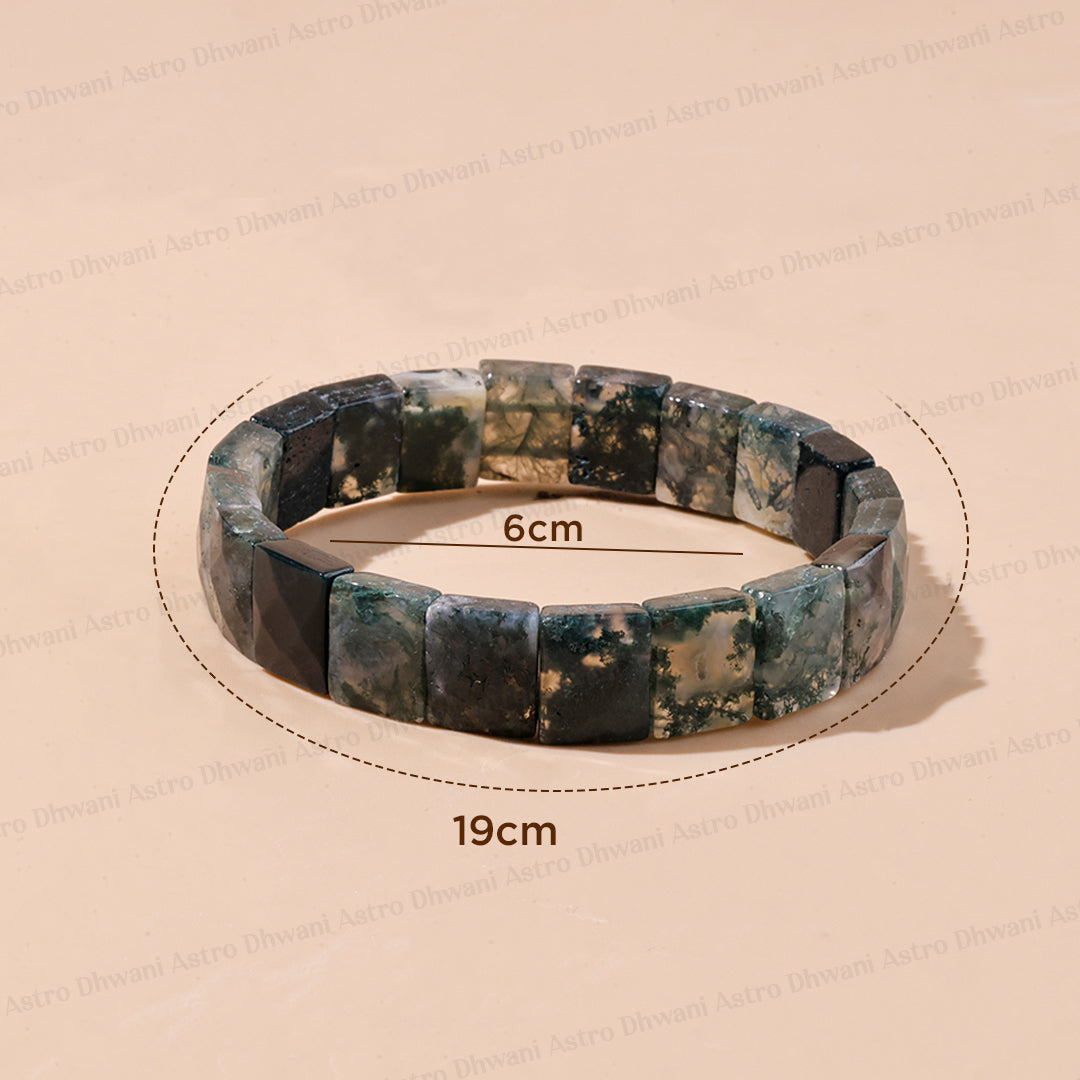 Moss Agate Emerald Cut Bracelet – Growth, Stability & Emotional Balance