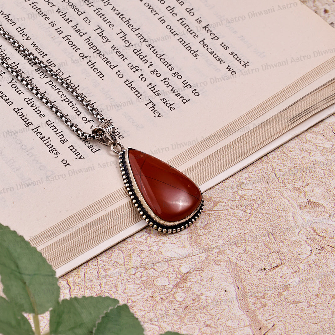 Jasper Oval Stone Pendant - Abhimantrit & Certified