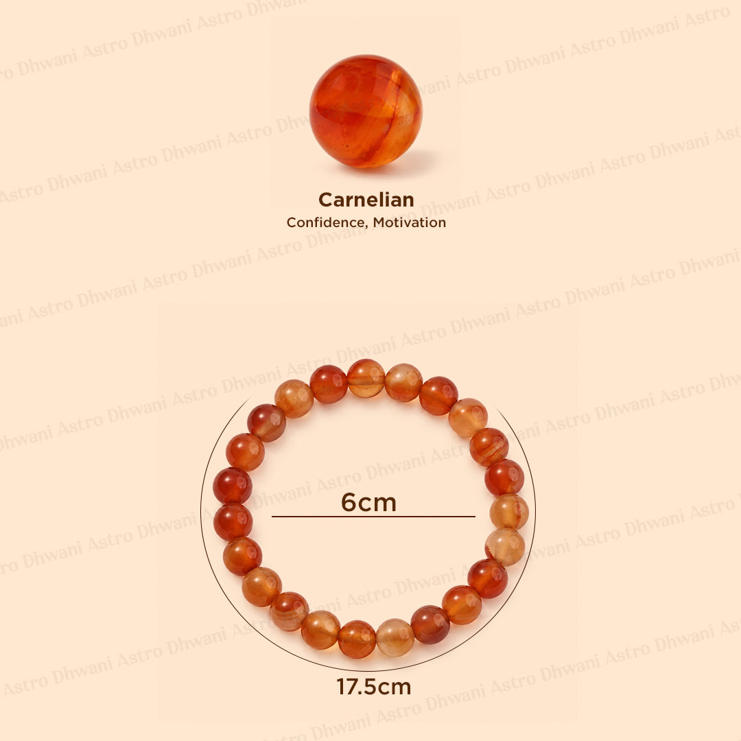 Carnelian Bracelet For Mangal Sun Strength Abhimantrit