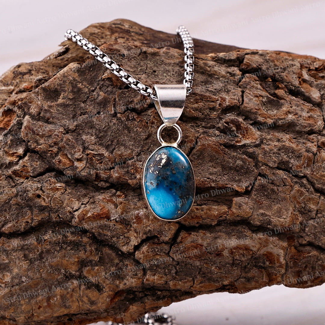 Turquoise Oval Stone Pendant - Abhimantrit & Certified