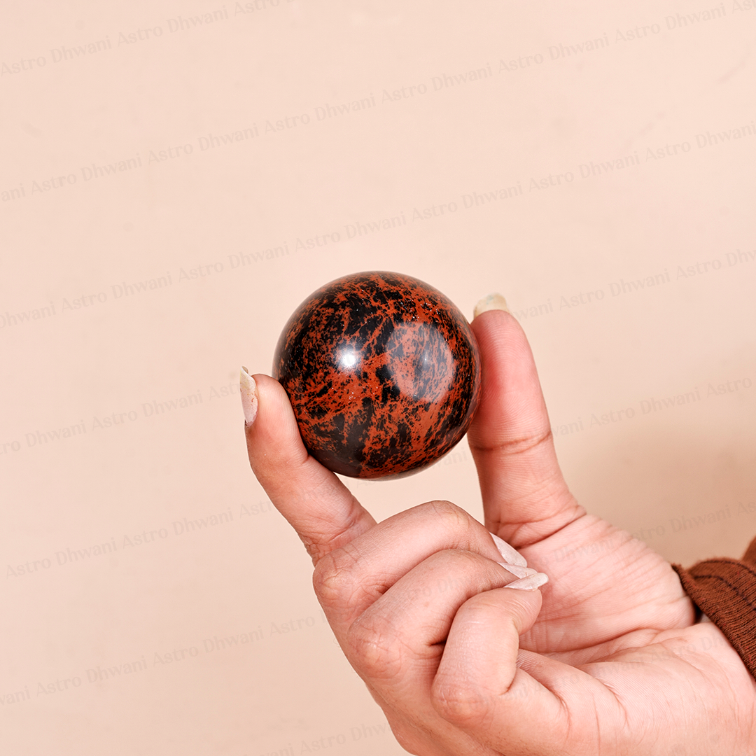 Natural Mahogany Obsidian Crystal Ball Abhimantrit Certified