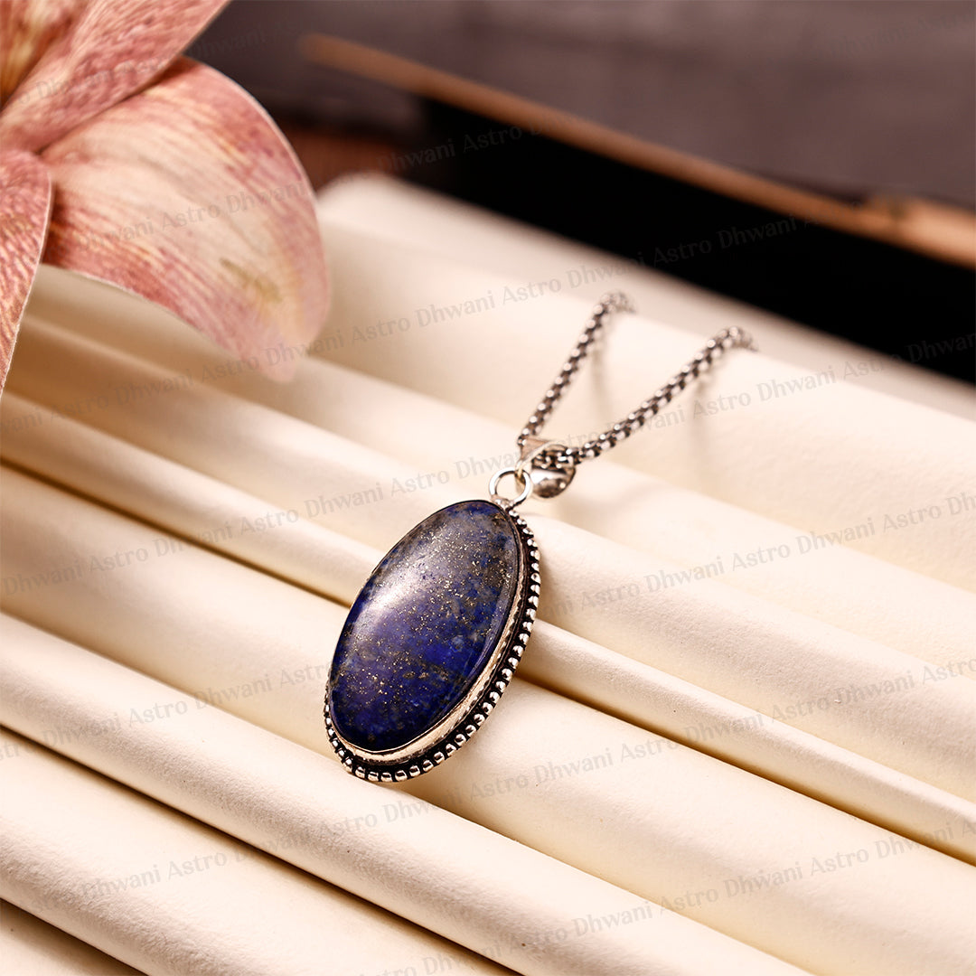 Lapis Lazuli Oval Stone Pendant - Abhimantrit & Certified