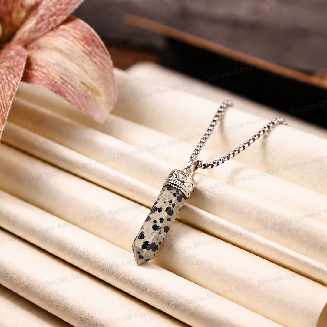 Dalmatian Jasper Pencil Pendant - Abhimantrit & Certified