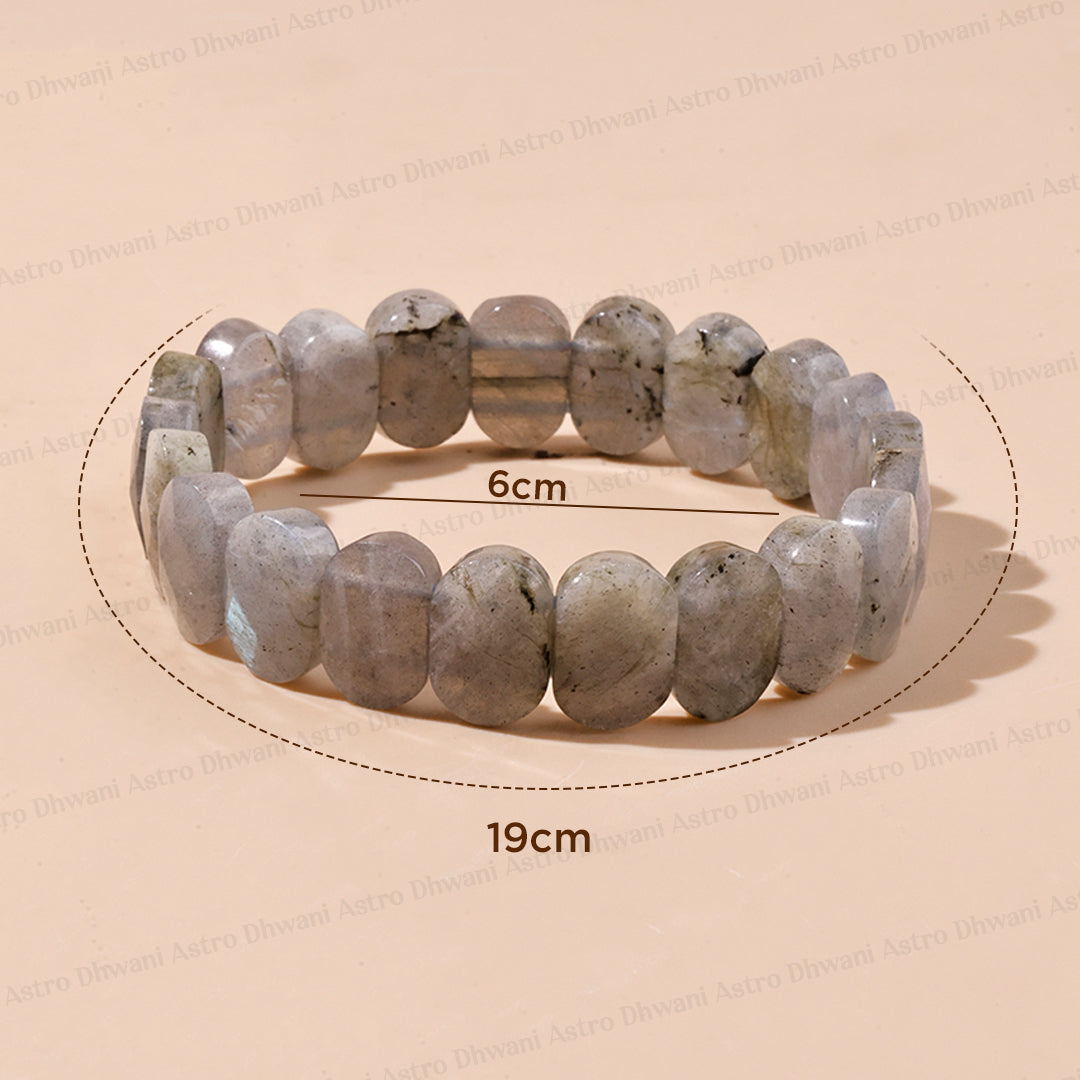 Awaken your inner Power & open you Third Eye Chakra: Labradorite Emerald Cut Bracelet - Abhimantrit & Certified