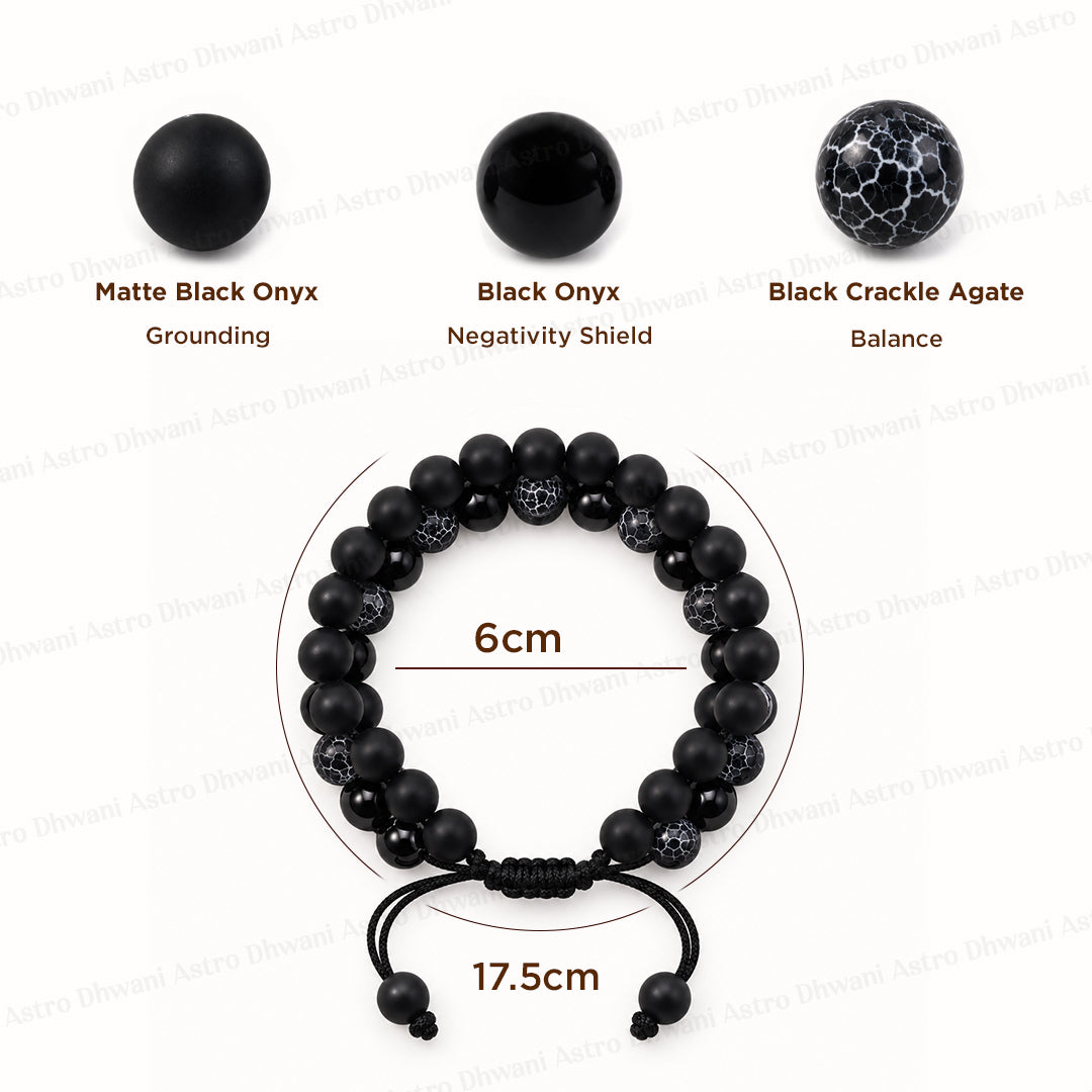 Negative and Evil Protection: Black Onyx Bracelet - Abhimantrit & Certified