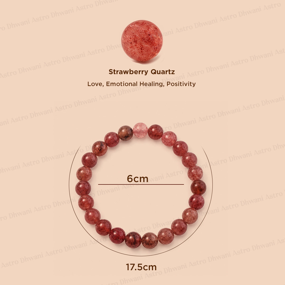Harmonizes Energy, it activates trust and patience: Strawberry Quartz Stone Bracelet - Abhimantrit & Certified
