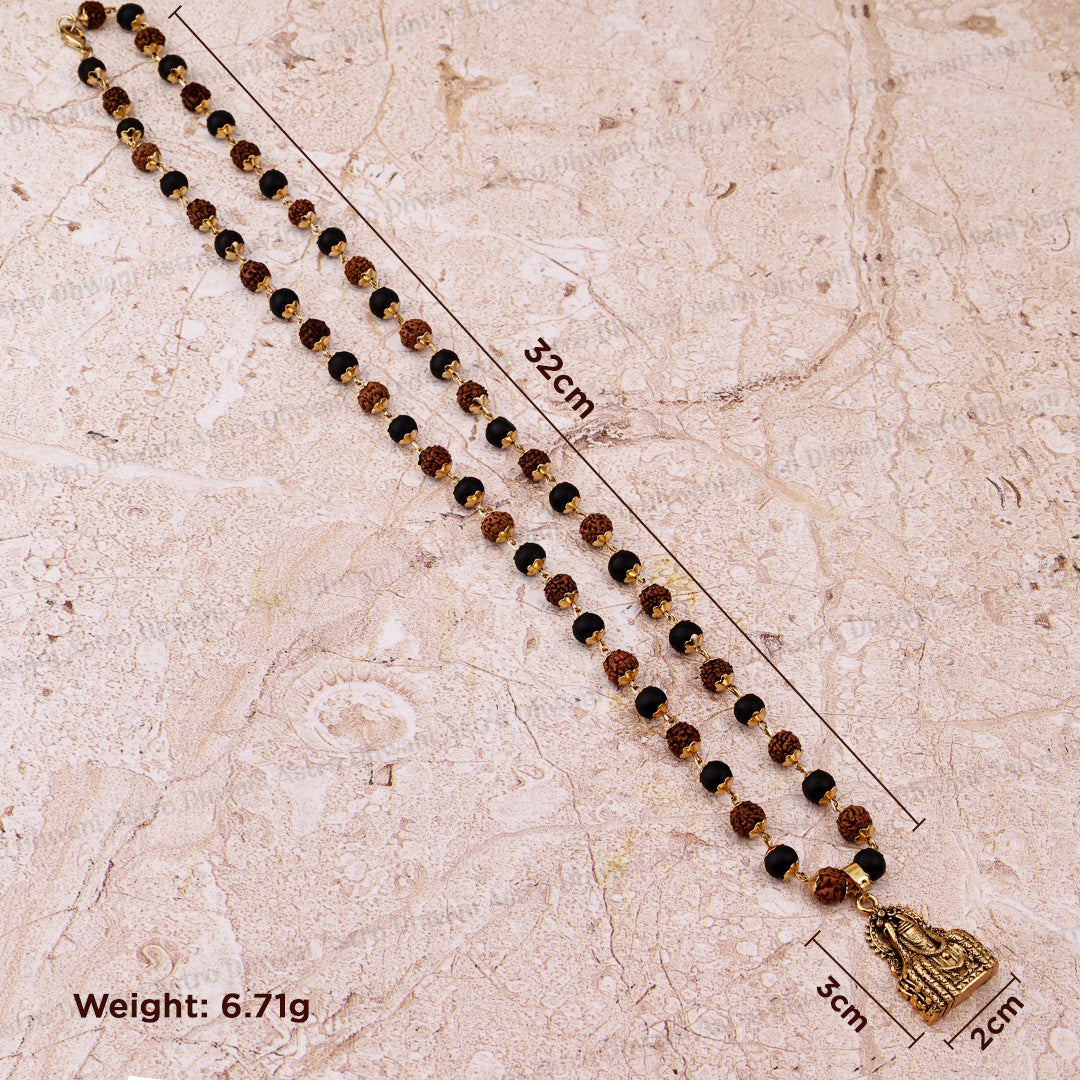 Golden Karungali Rudraksha Jap Mala With Mahadev Jyotirling Pendant