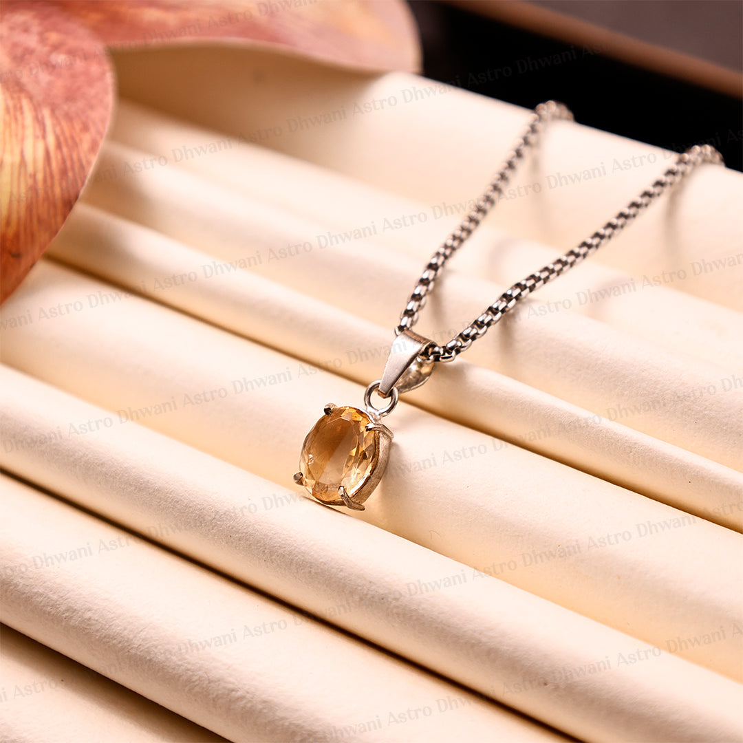 High Financial Status, Success in Job & Profession: Yellow Citrine Crystal Pendant - Abhimantrit & Certified