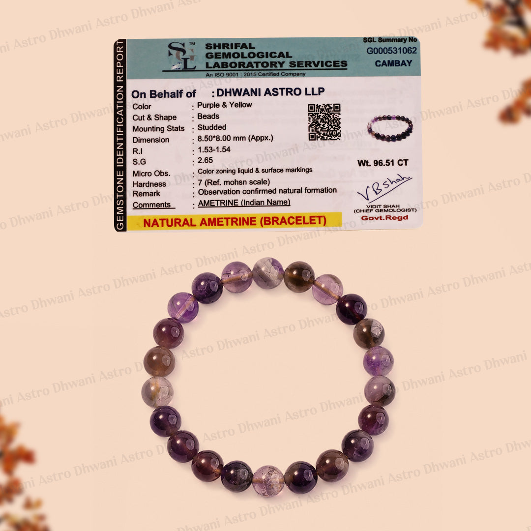 Natural Ametrine Crystal Bracelet | Balance, Focus & Abundance | Spiritual Gift