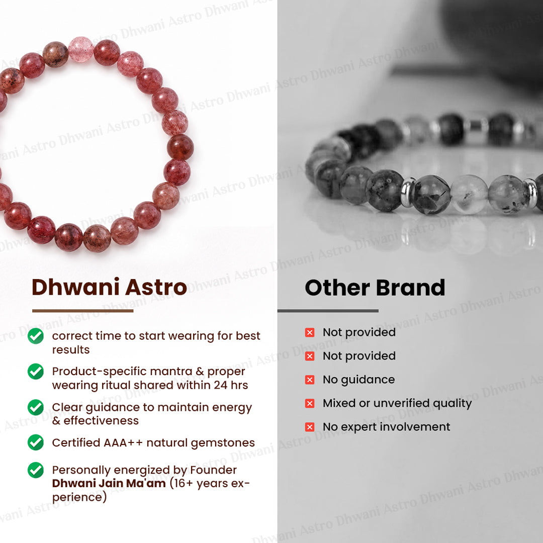 Harmonizes Energy, it activates trust and patience: Strawberry Quartz Stone Bracelet - Abhimantrit & Certified