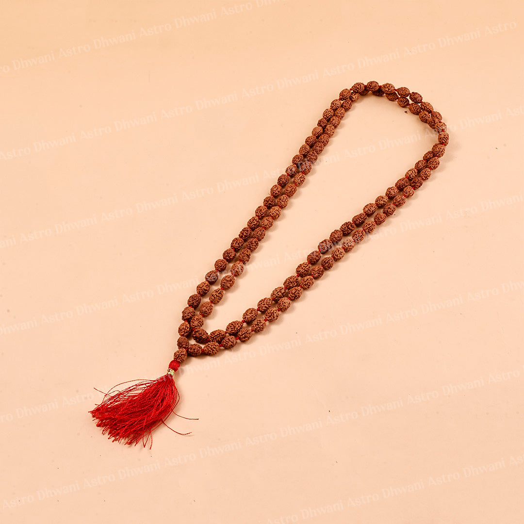 3 Mukhi Rudraksha Mala – Sacred Spiritual Necklace for Prayer, Meditation & Healing