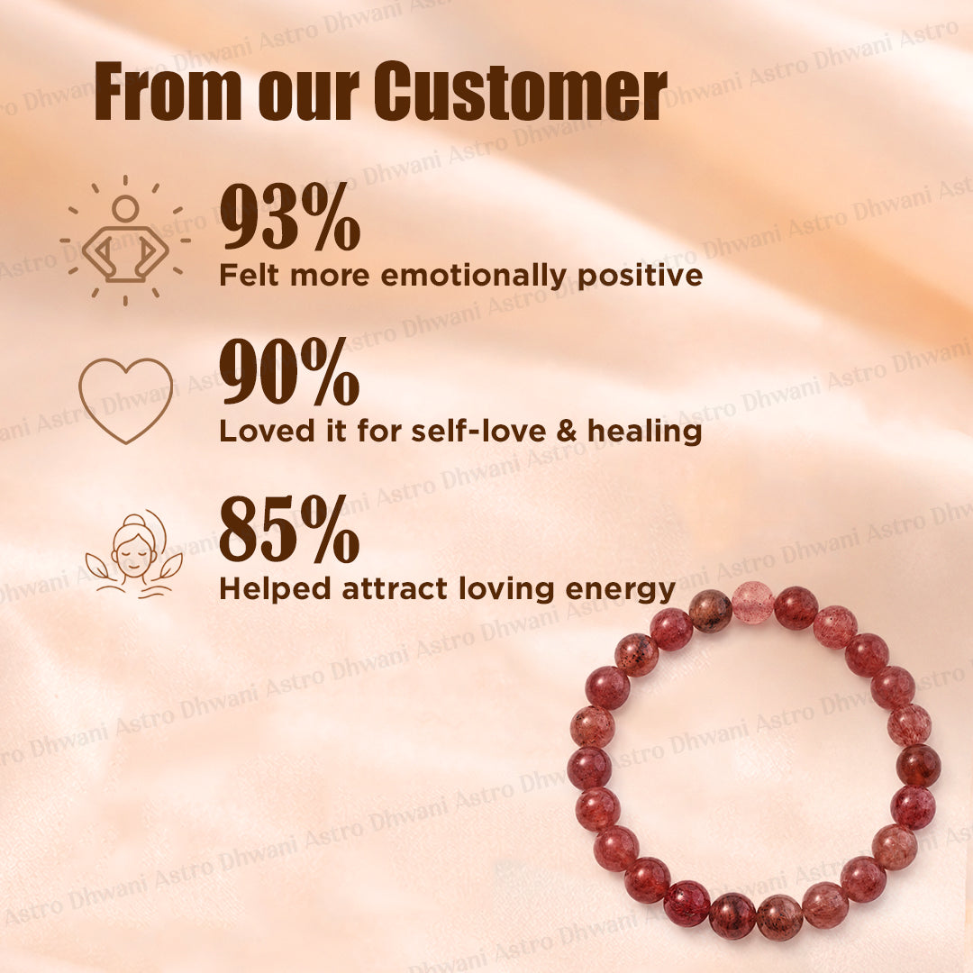 Harmonizes Energy, it activates trust and patience: Strawberry Quartz Stone Bracelet - Abhimantrit & Certified