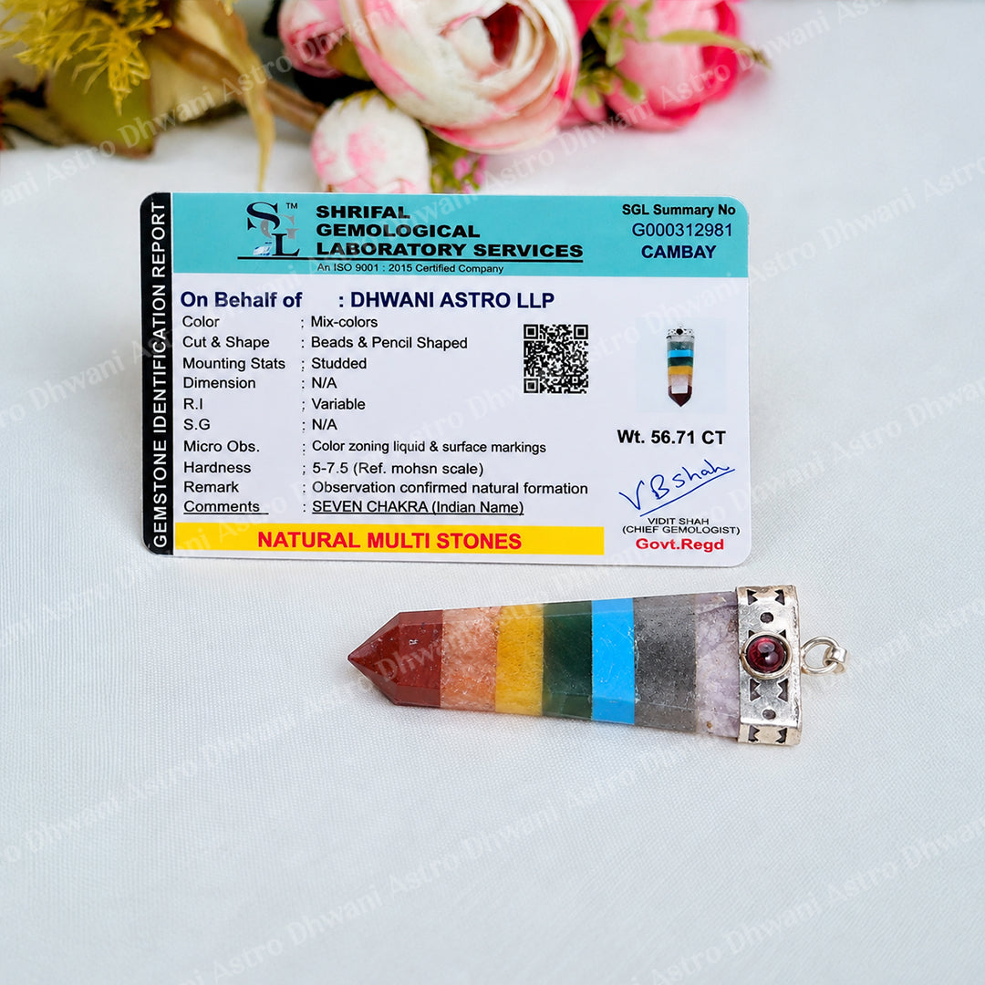 Seven Chakra Multi Stone Pendant - Abhimantrit & Certified