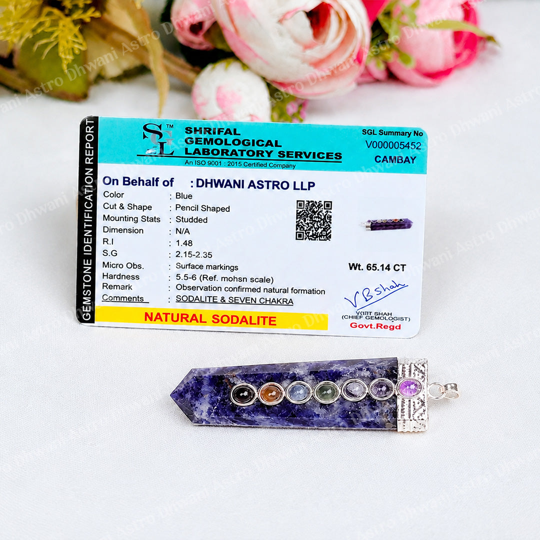 Sodalite Seven Chakra Stone Pendant - Abhimantrit & Certified