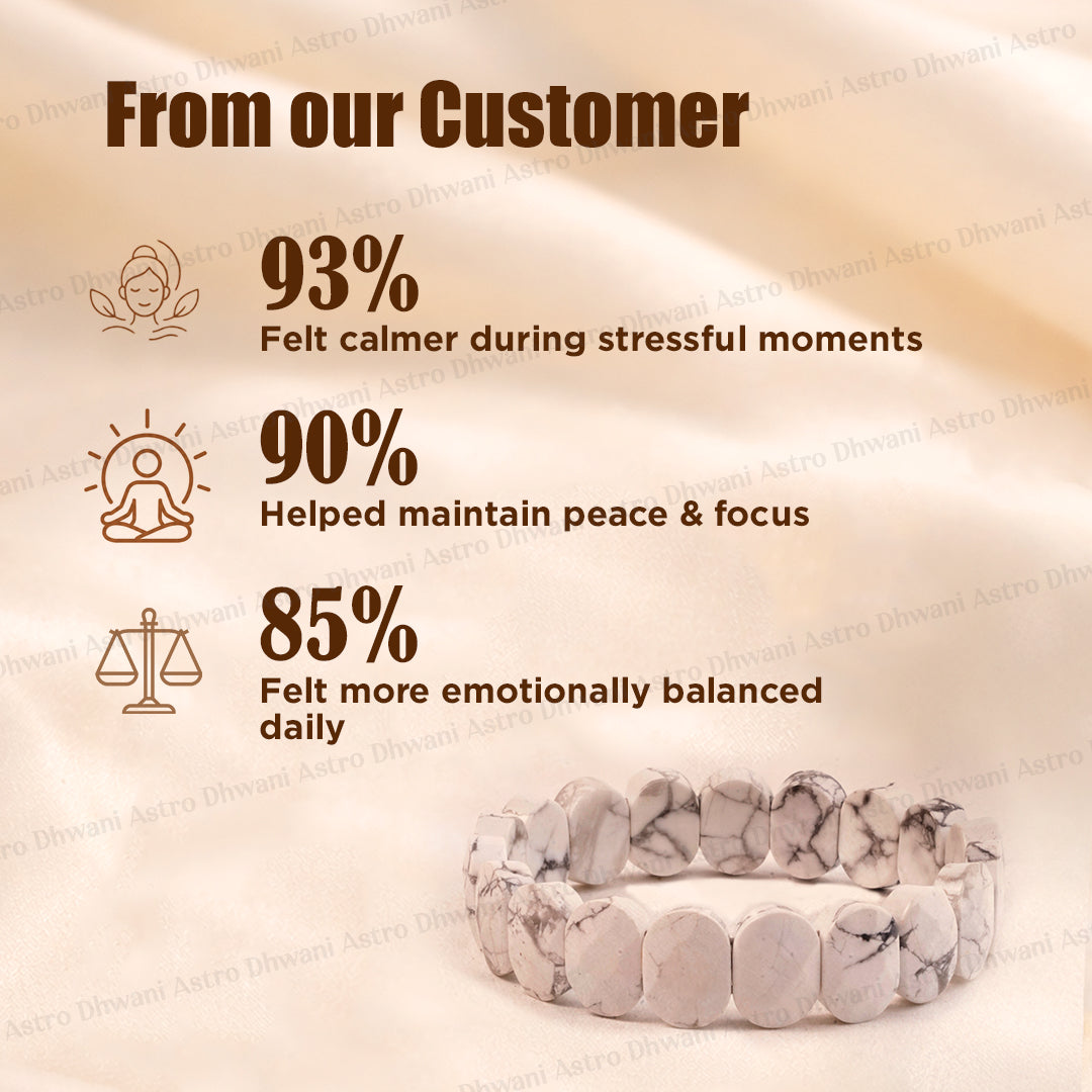 Howlite Emerald Cut Bracelet – Calm Mind, Emotional Balance & Inner Pe