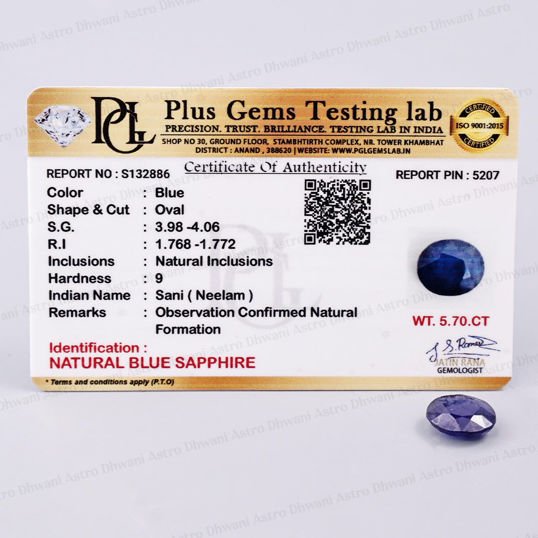 Blue Sapphire (Neelam) 5.70 Carat