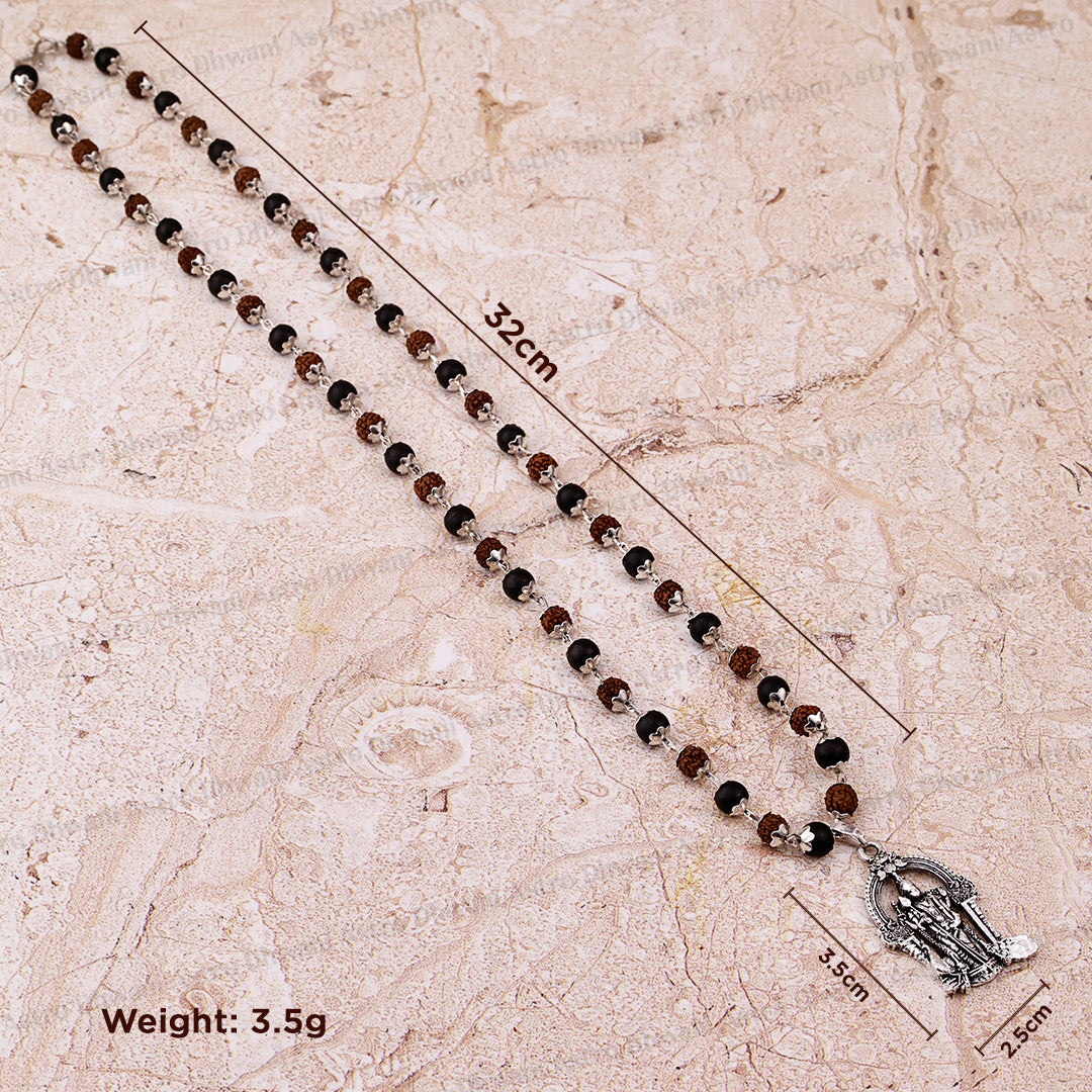 Silver Karungali Rudraksha Jab Mala with Murgan Bhagwan