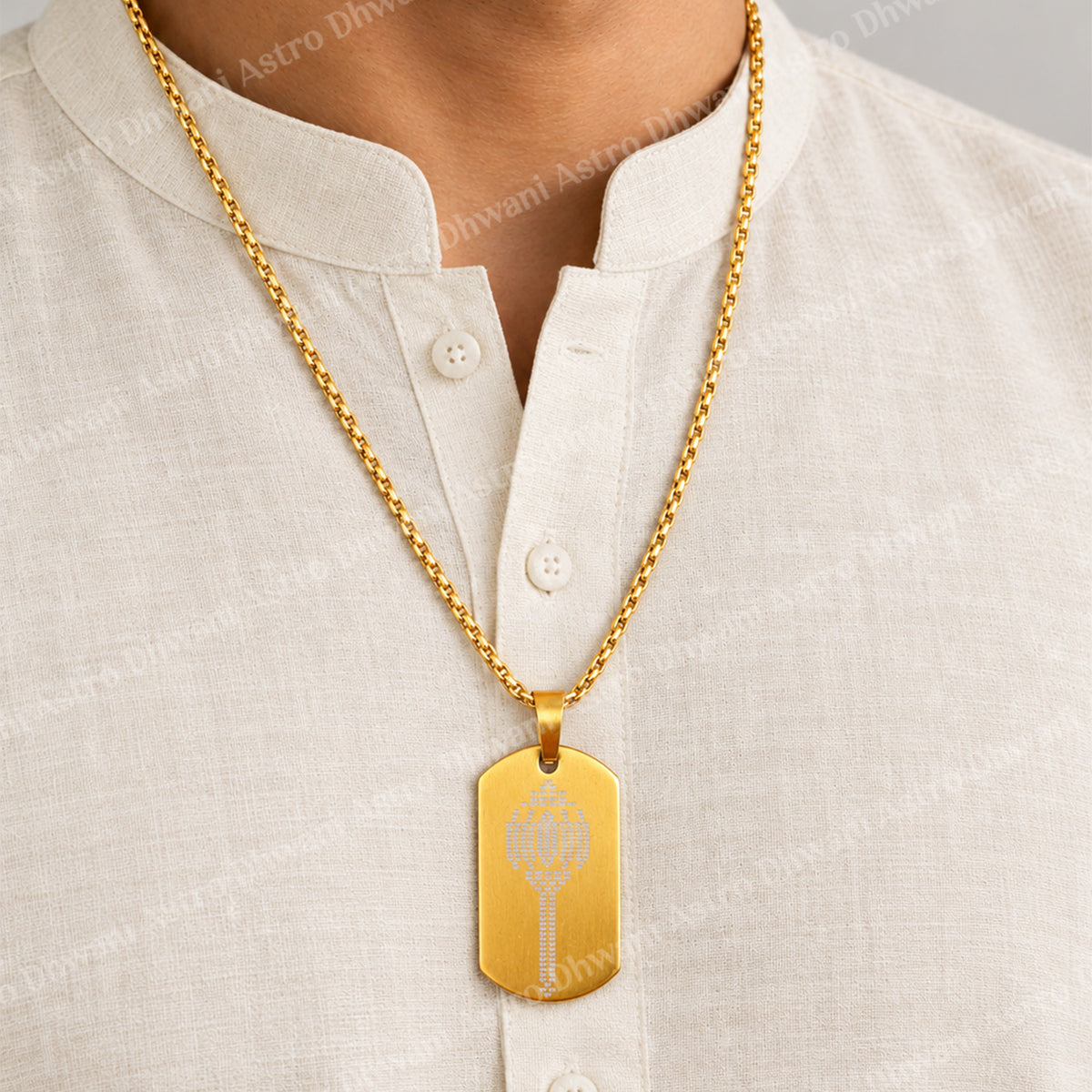 IGP Plating Ram Ram Engraved Gada Pendant