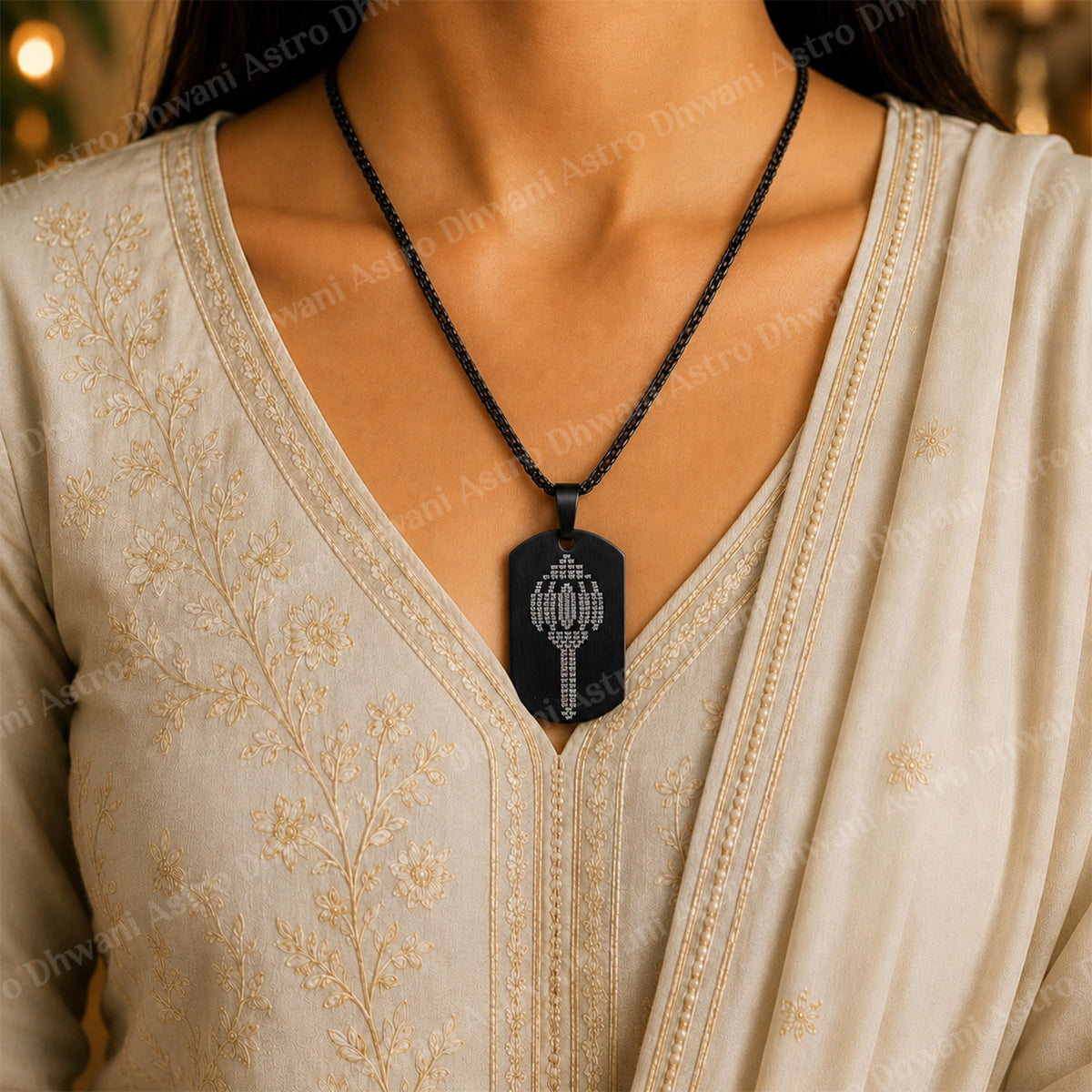 IGP Plating Ram Ram Engraved Gada Pendant