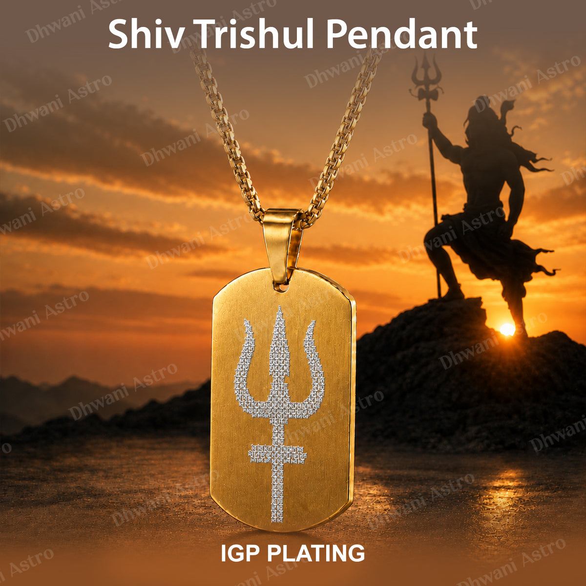 IGP Plating Shiv Trishul Pendant