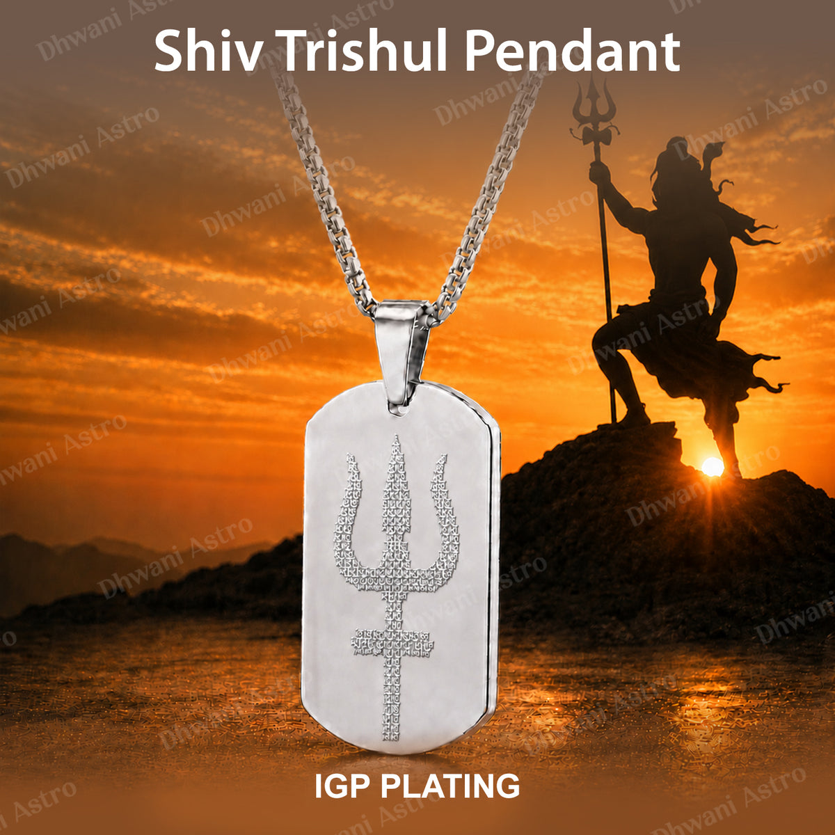 IGP Plating Shiv Trishul Pendant