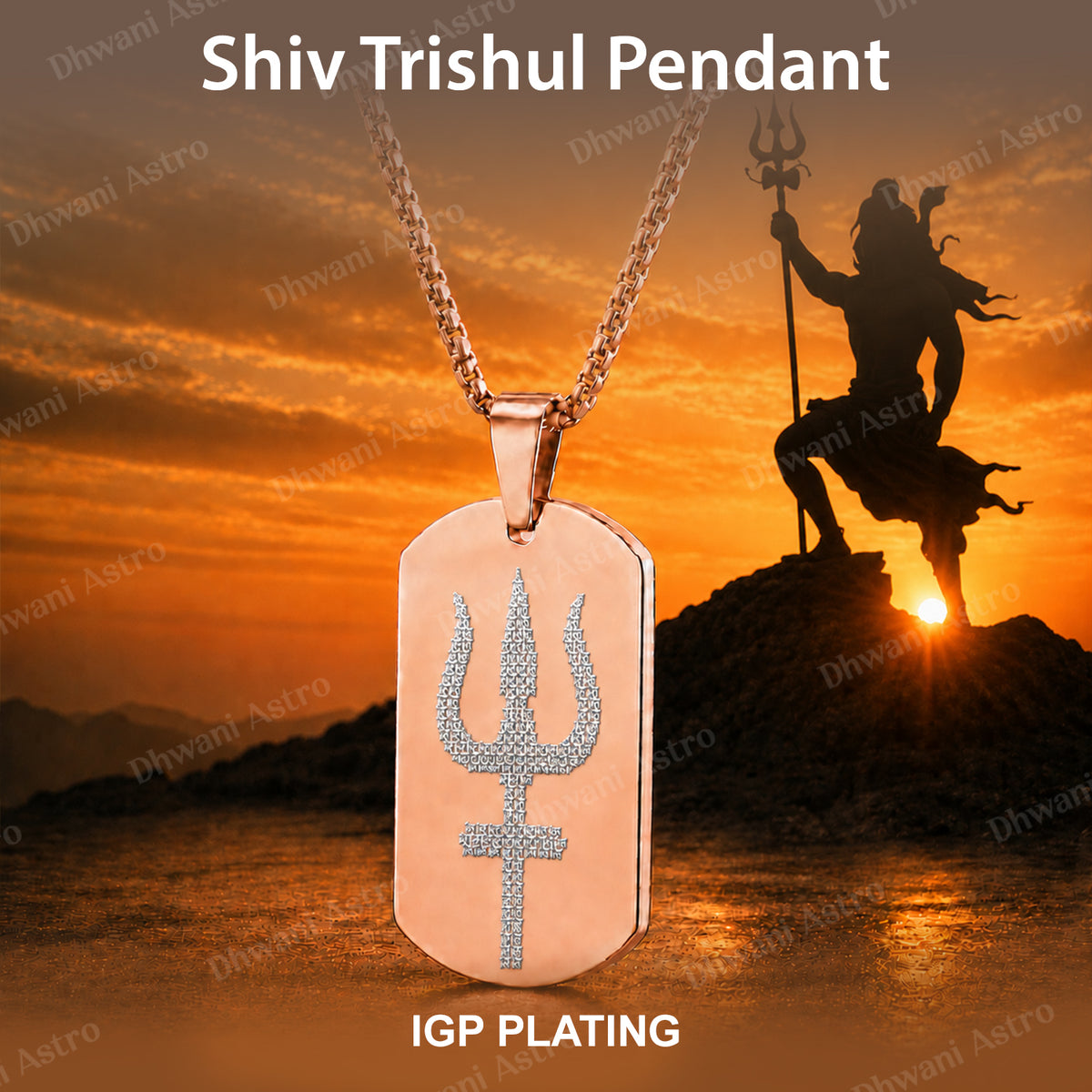IGP Plating Shiv Trishul Pendant