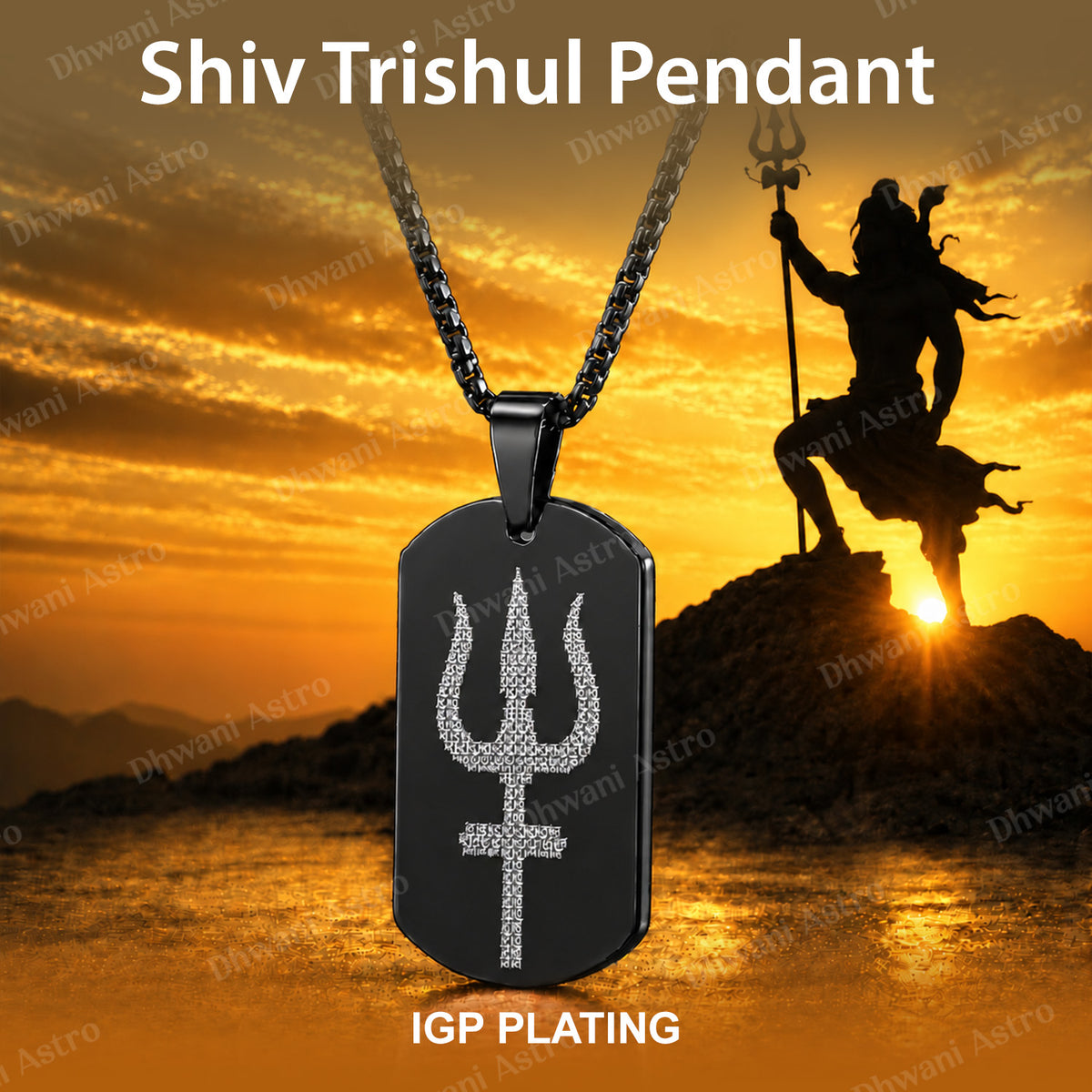 IGP Plating Shiv Trishul Pendant