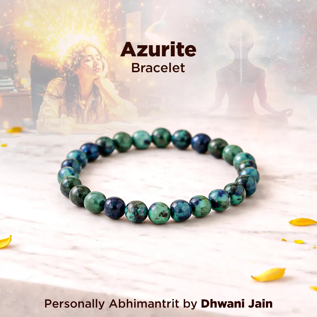 Azurite Crystal Bracelet: Clear Mental Blockages / Activates Third Eye Chakra
