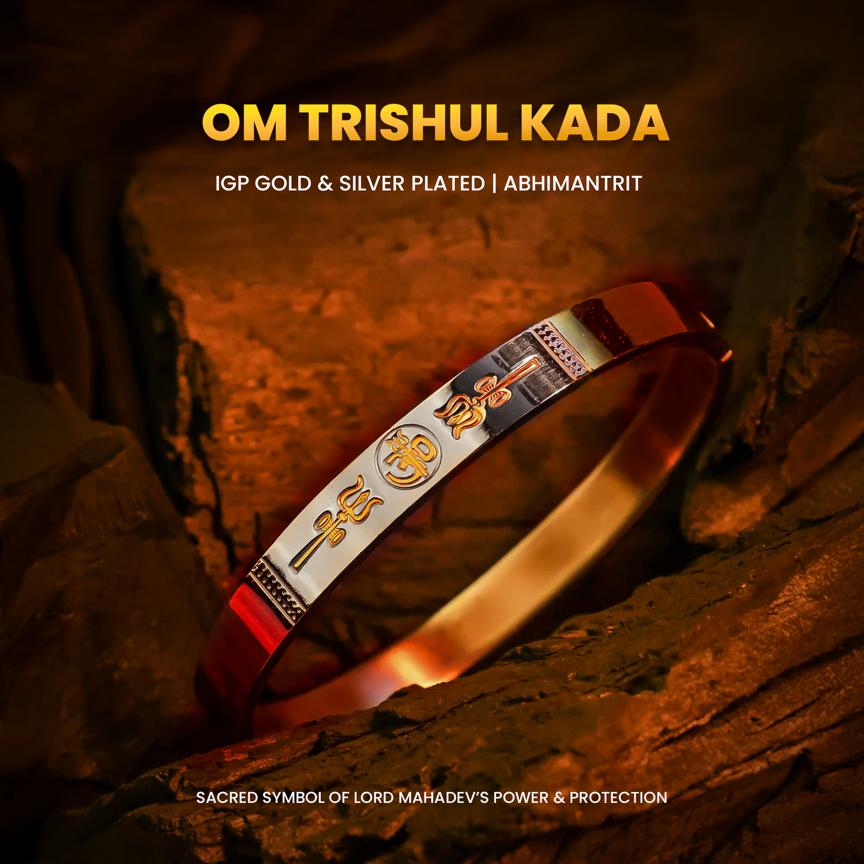 Om Trishul Kada (IGP Gold & Silver Plating) - Abhimantrit