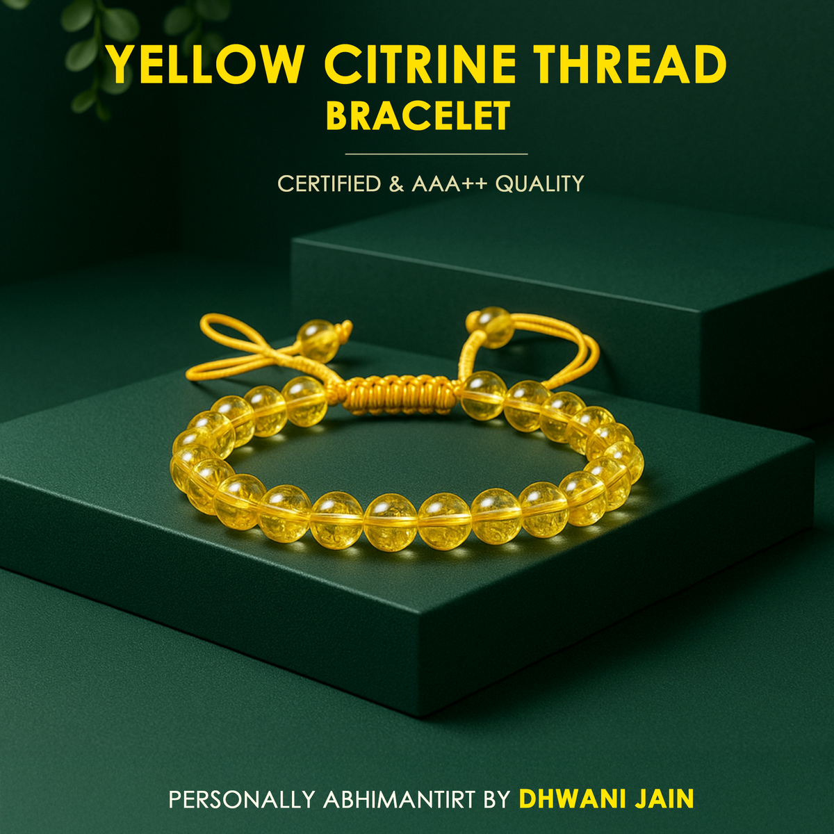 High Financial Status, Success in Job & Profession: Yellow Citrine Thread Bracelet - Abhimantrit & Certified