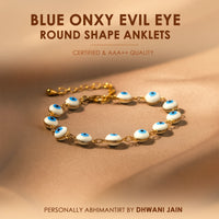 Blue Onxy Evil Eye Round Shape Anklets