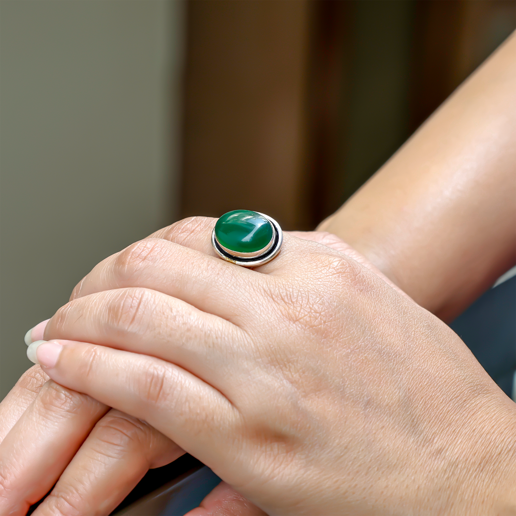 Green Onyx Ring - Abhimantrit & Certified