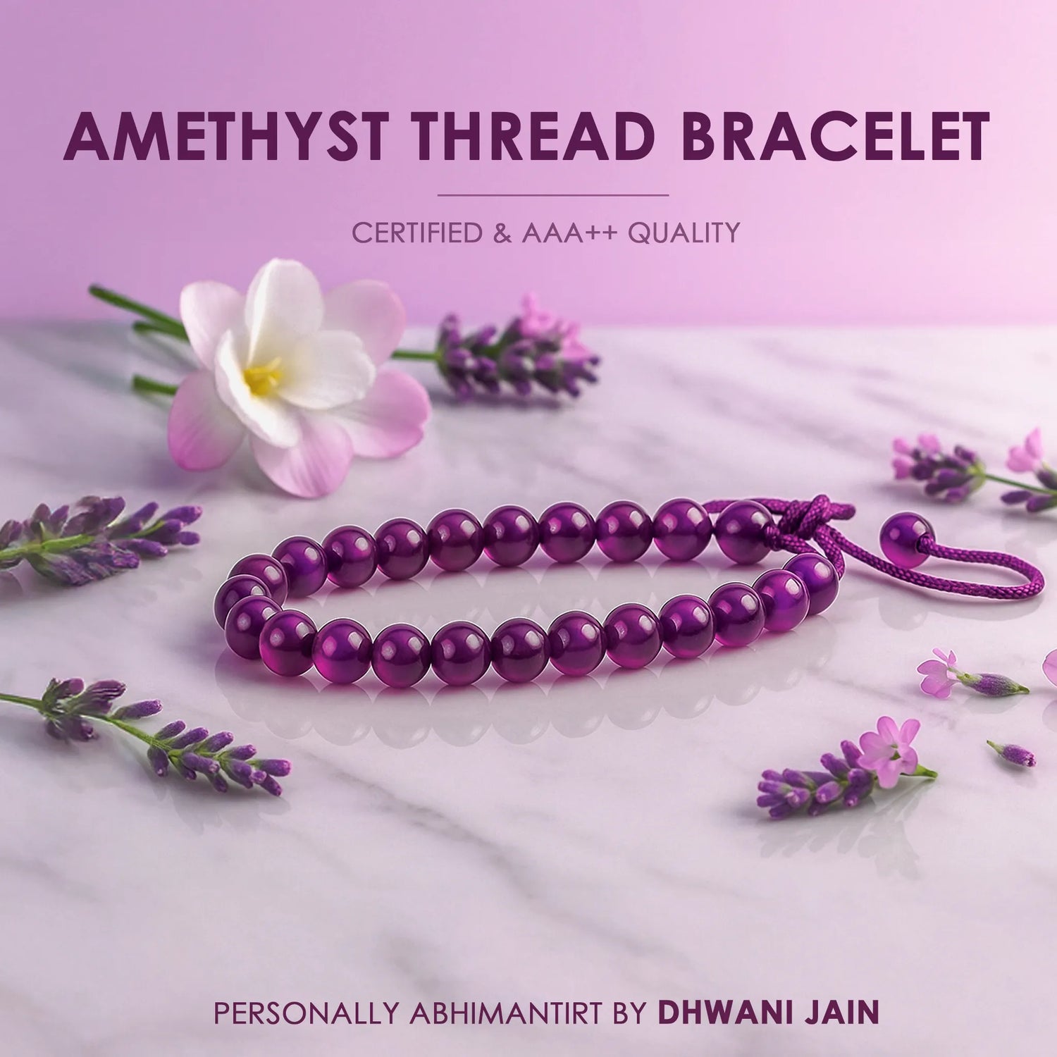 Attract Luck, Enhance Intuition, Improve Health & Skin: Amethyst Thread Bracelet