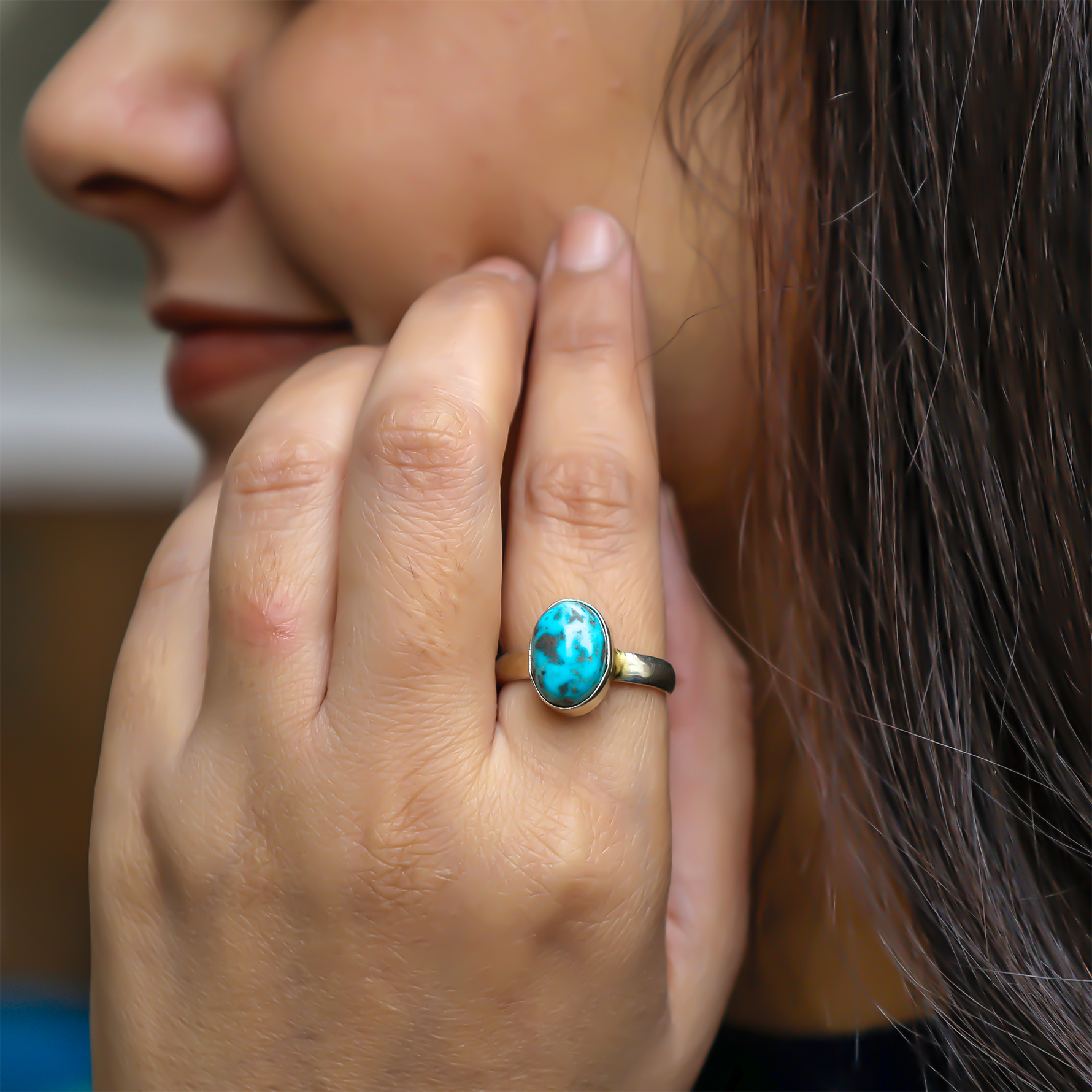 Turquoise Ring - Abhimantrit & Certified